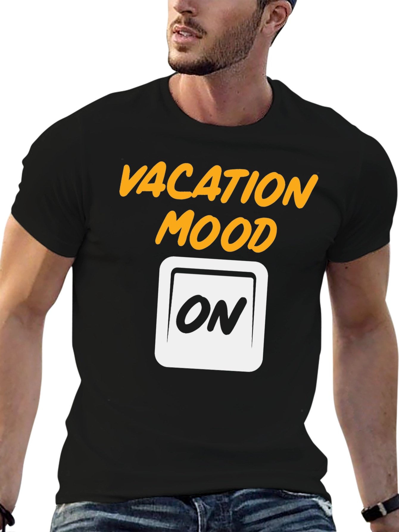 Vacation Mode On Graphic Tee - Black Cotton T-Shirt