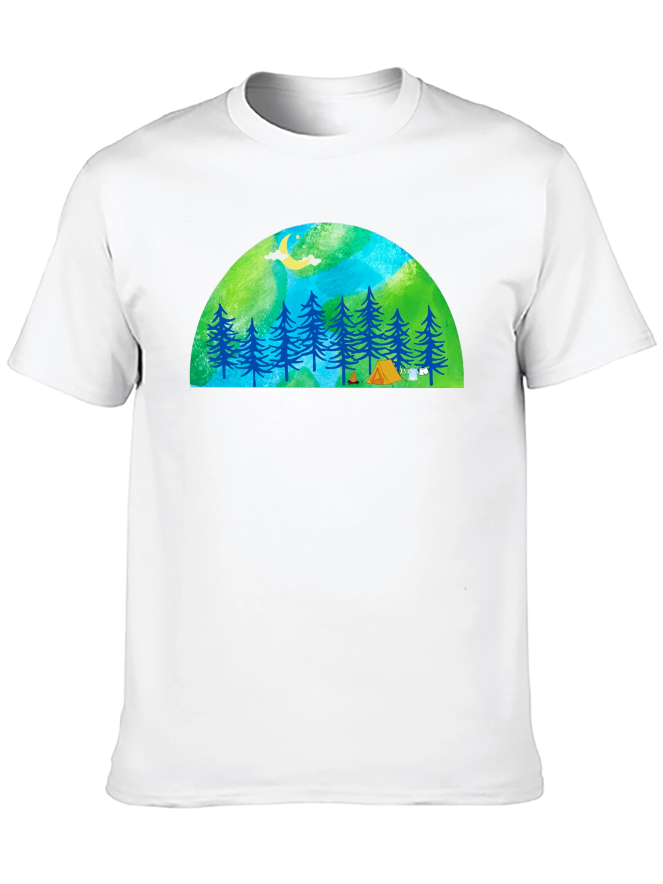 Camping Scene Graphic Tee - Black