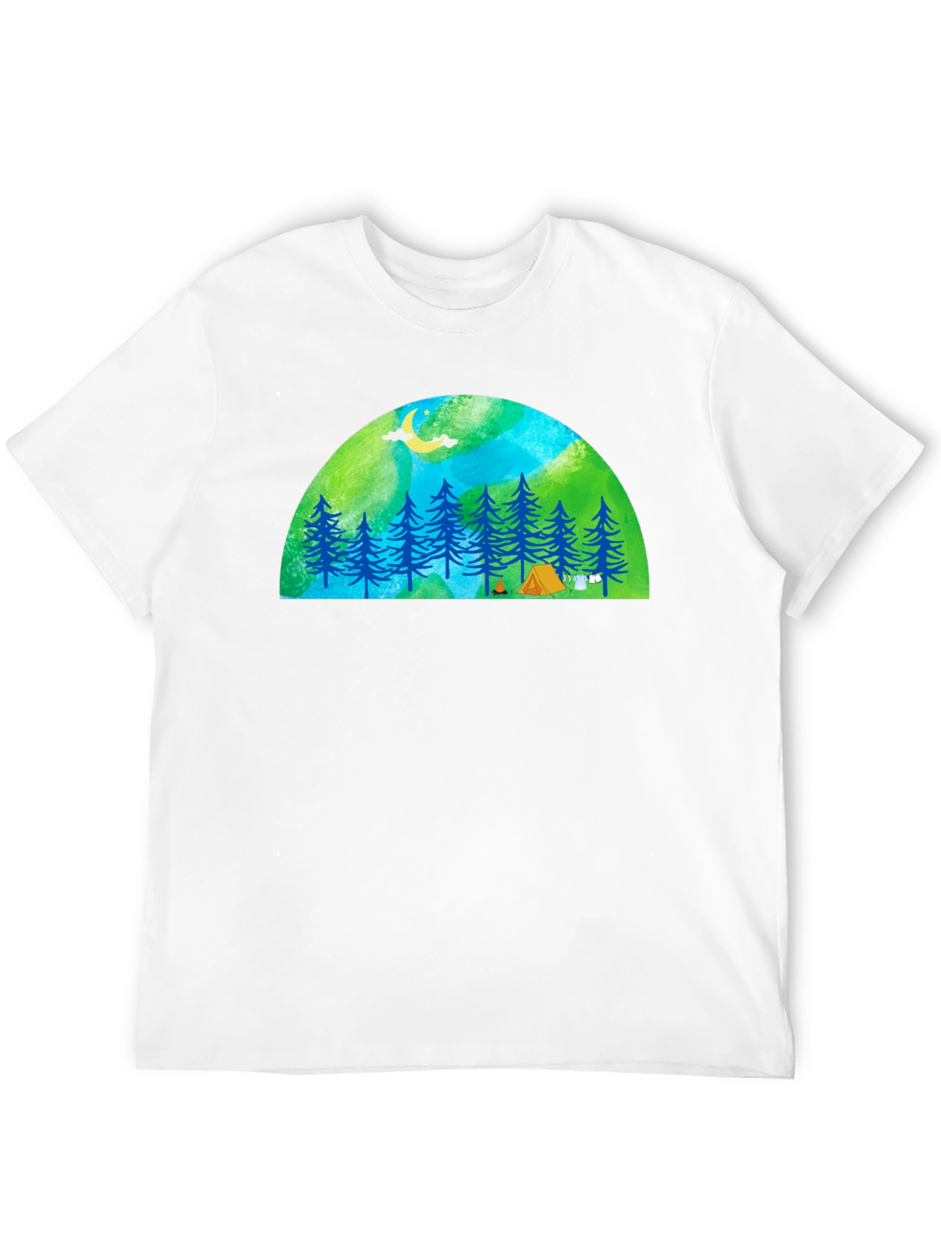 Camping Scene Graphic Tee - Black