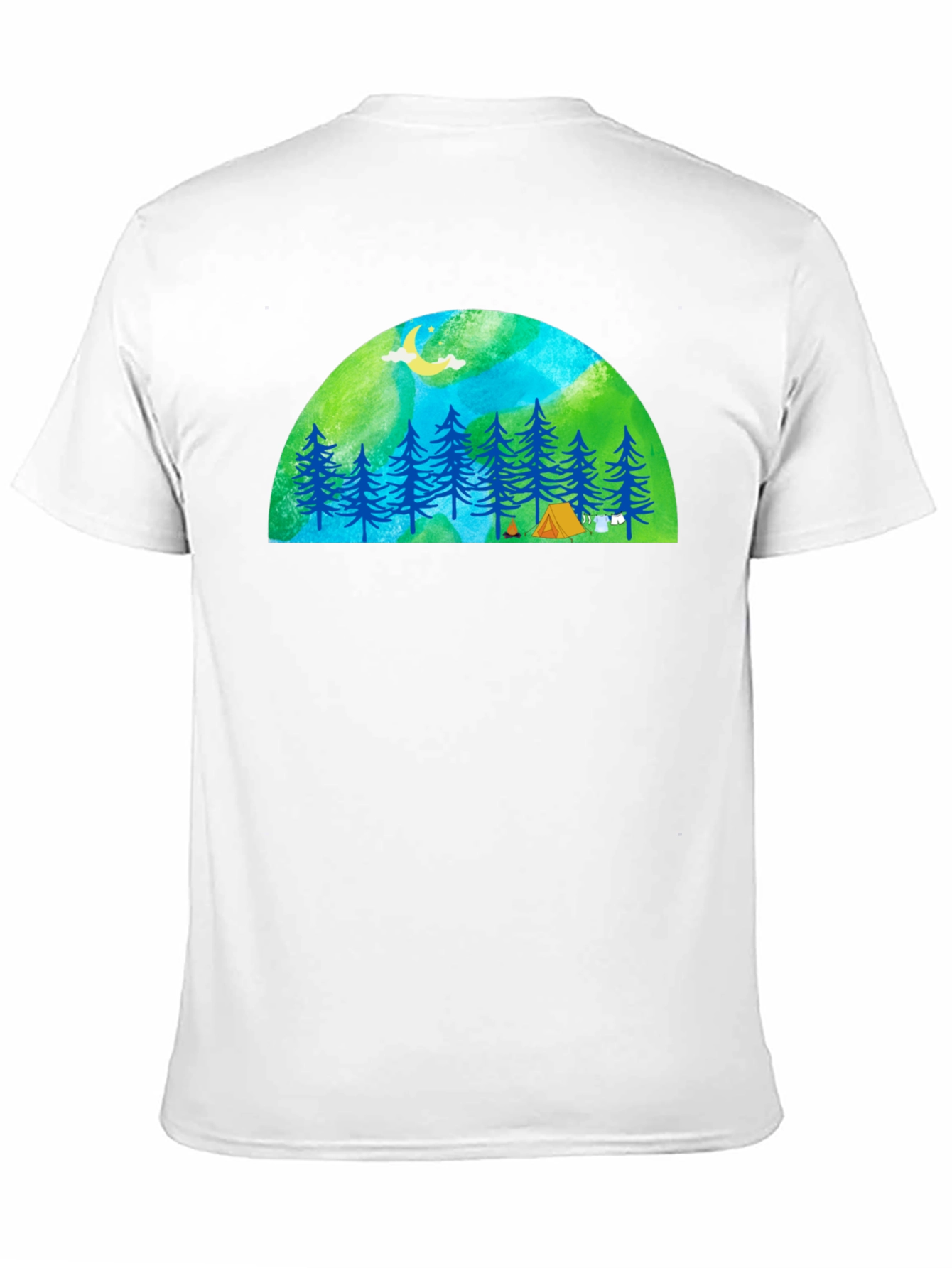 Camping Scene Graphic Tee - Black
