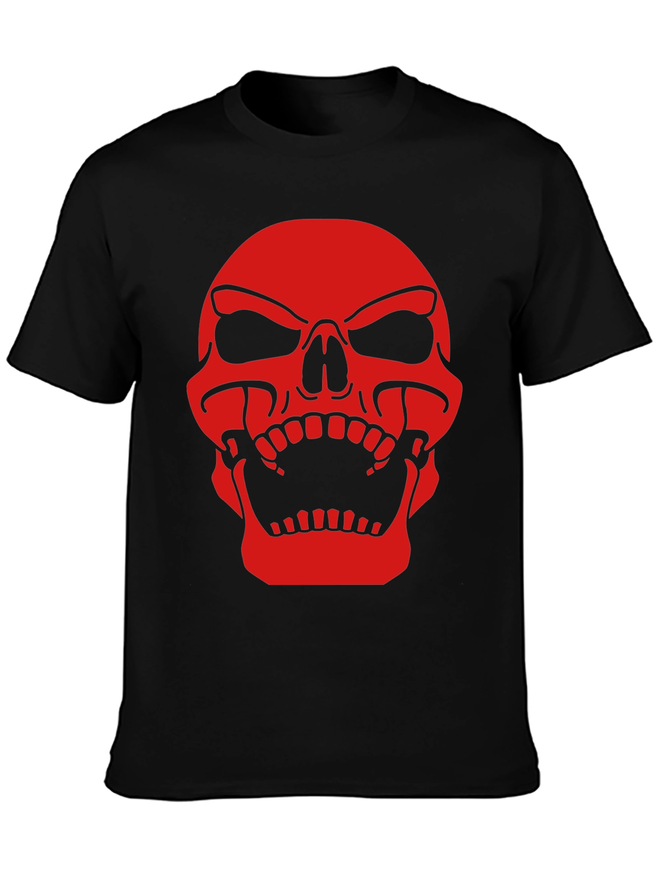 Mens Black T-Shirt with Red Skull Graphic Print