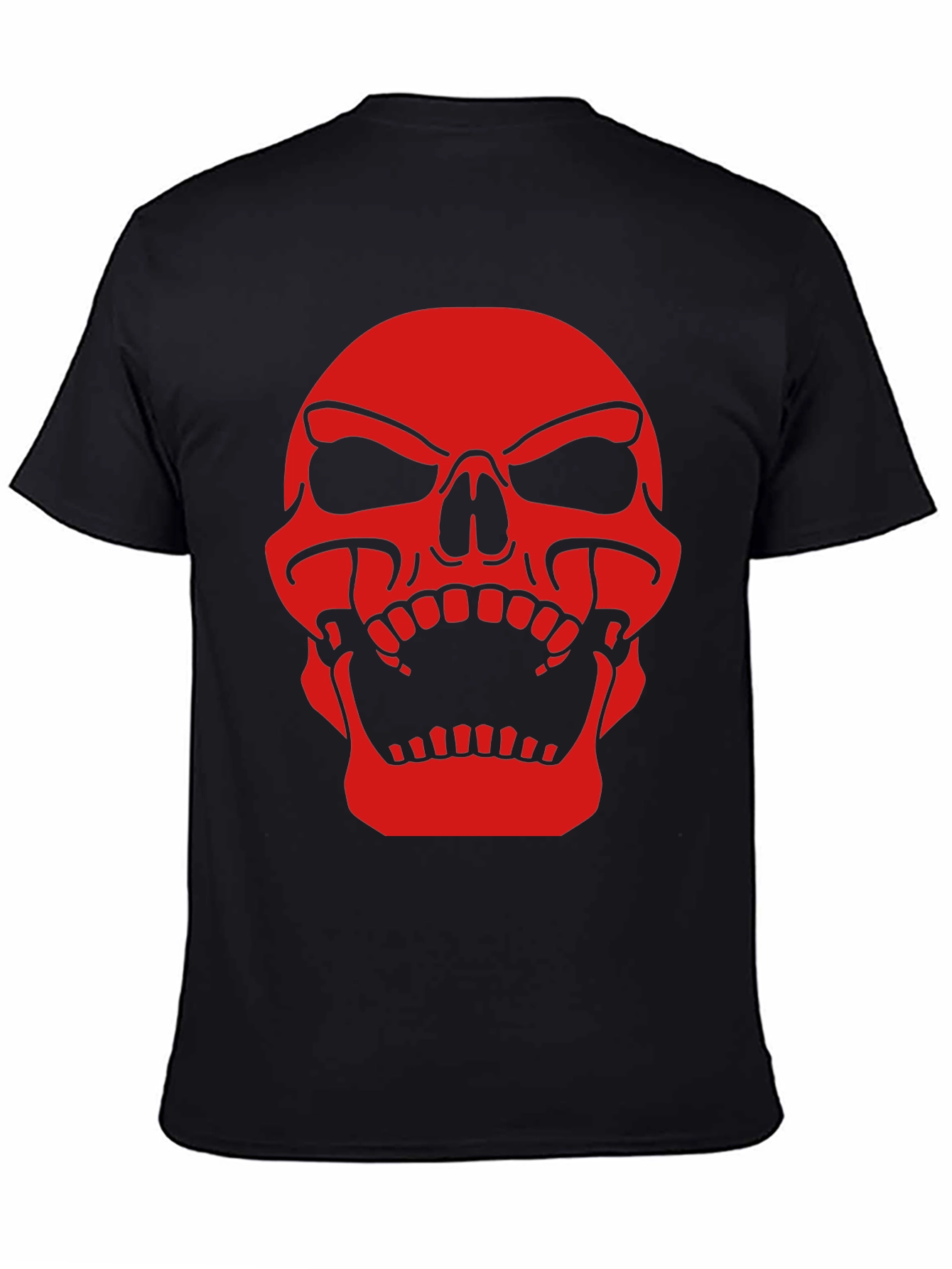 Mens Black T-Shirt with Red Skull Graphic Print