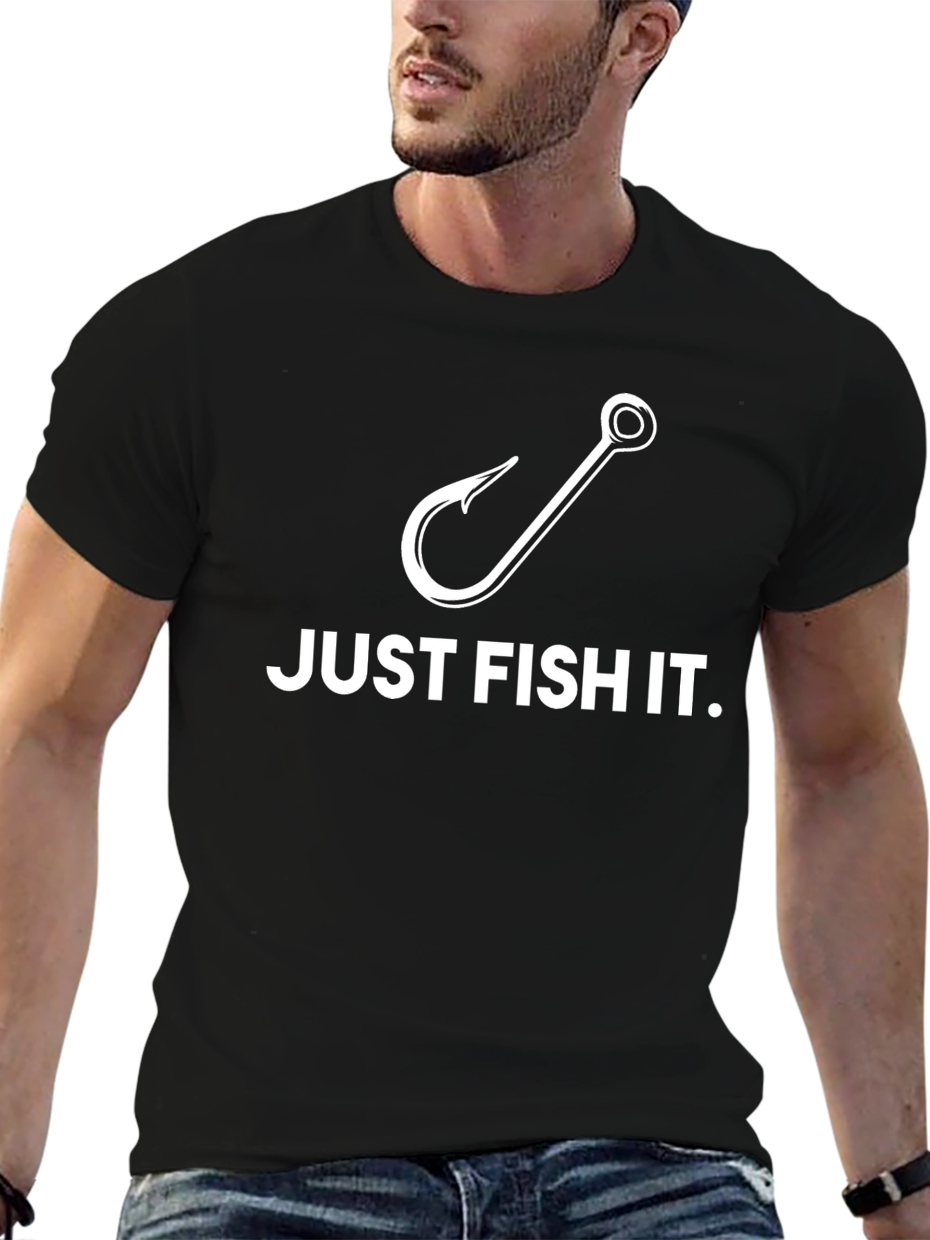 Just Fish It T-Shirt Fishing Hook Graphic Tee