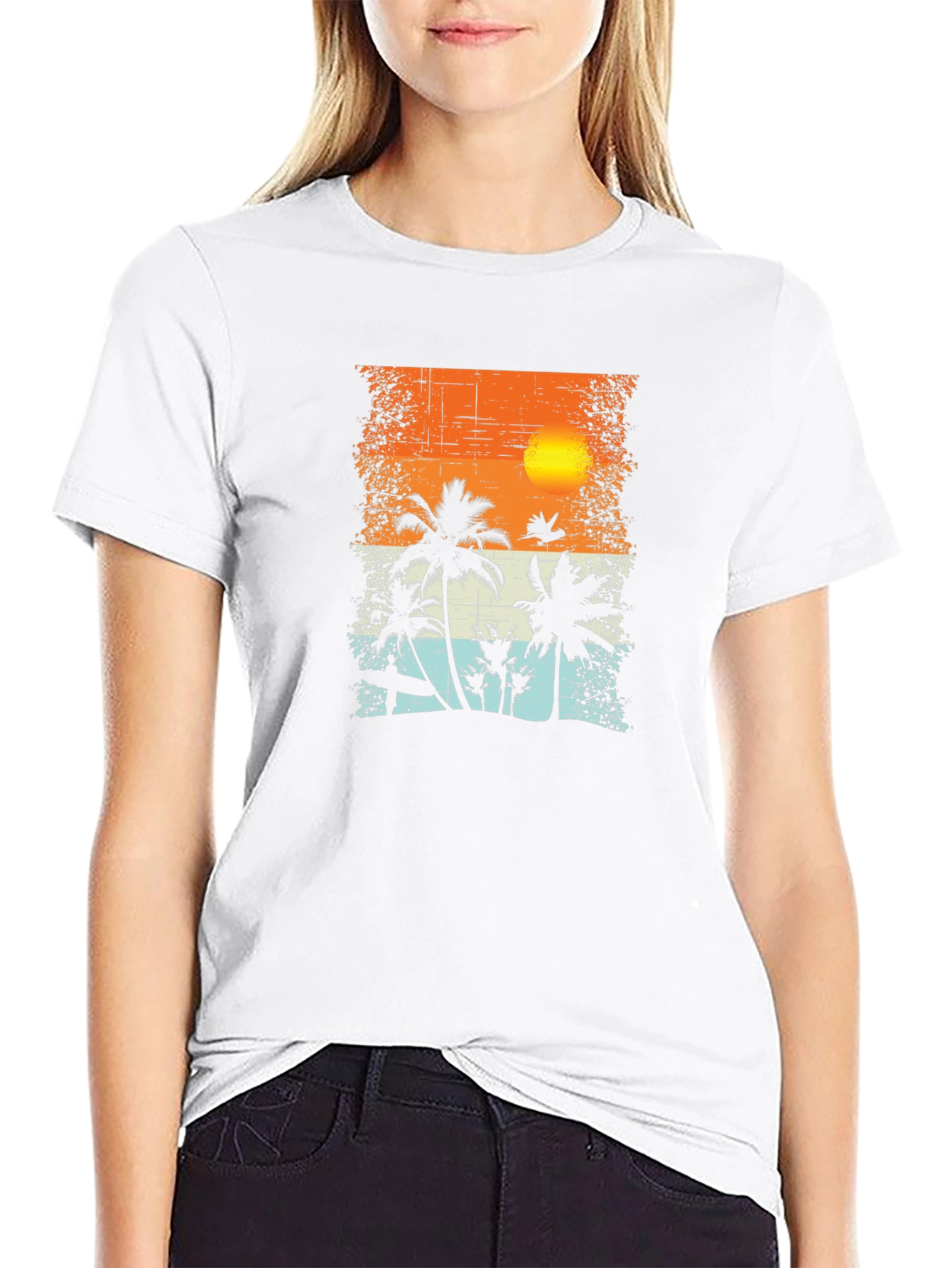 Sunset Palm Tree Graphic T-Shirt - Tropical Beach Vibe