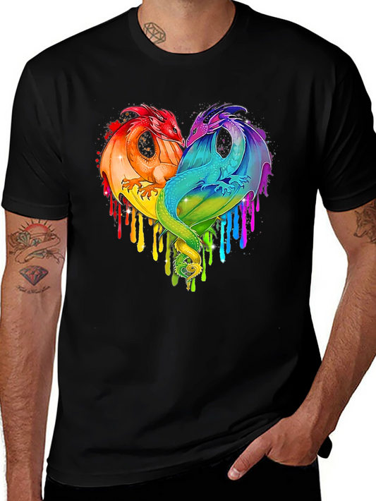 Rainbow Dragon Heart Graphic Tee