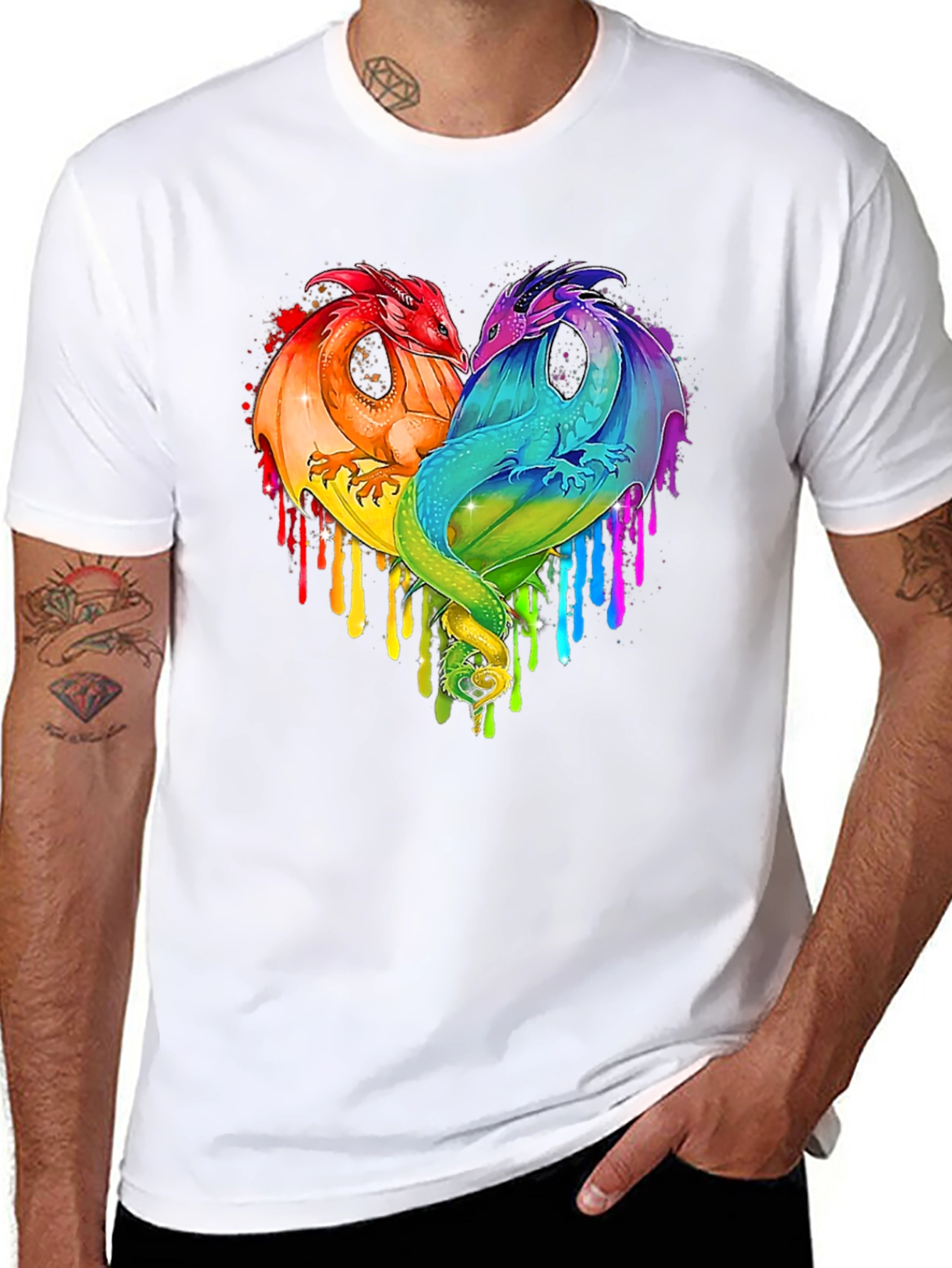 Rainbow Dragon Heart Graphic Tee