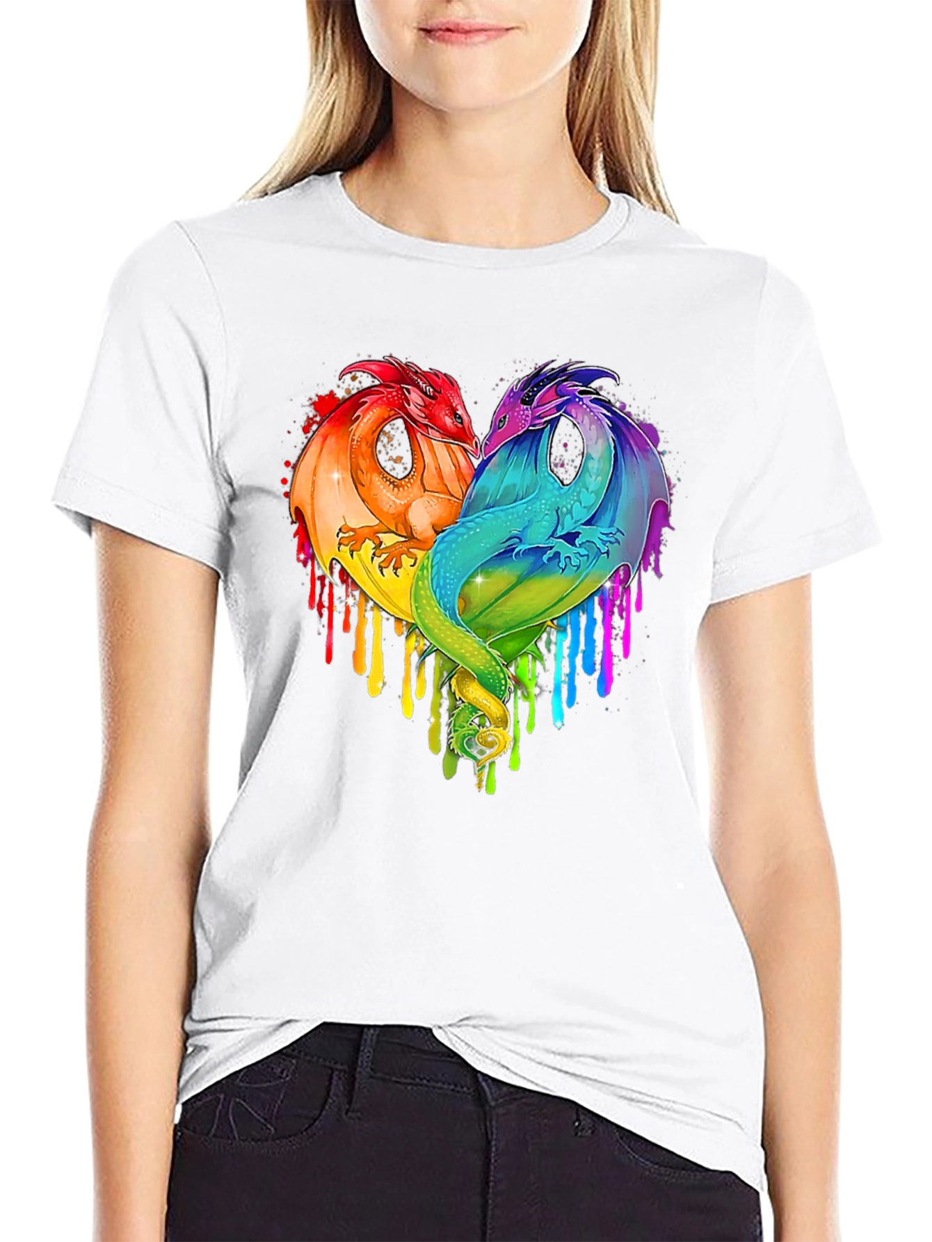 Rainbow Dragon Heart Graphic Tee