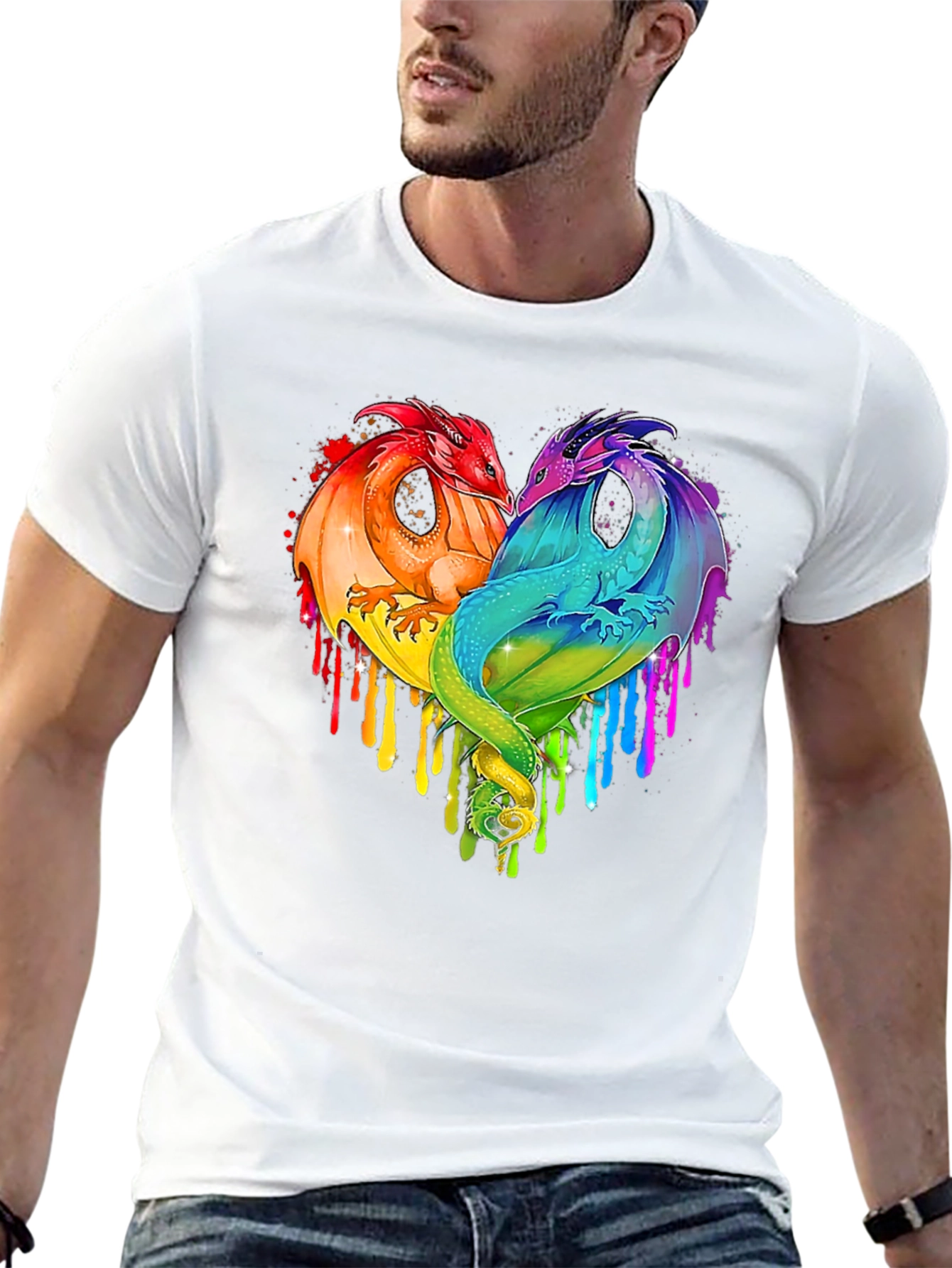 Rainbow Dragon Heart Graphic Tee