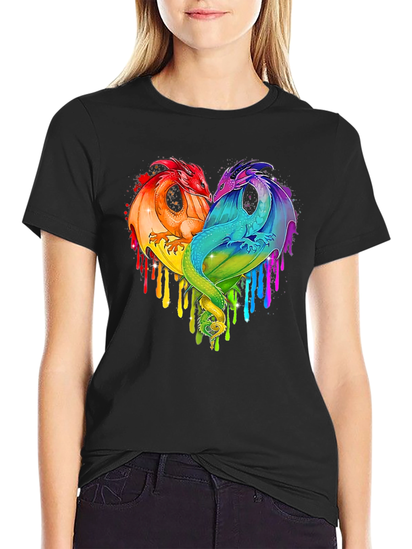 Rainbow Dragon Heart Graphic Tee