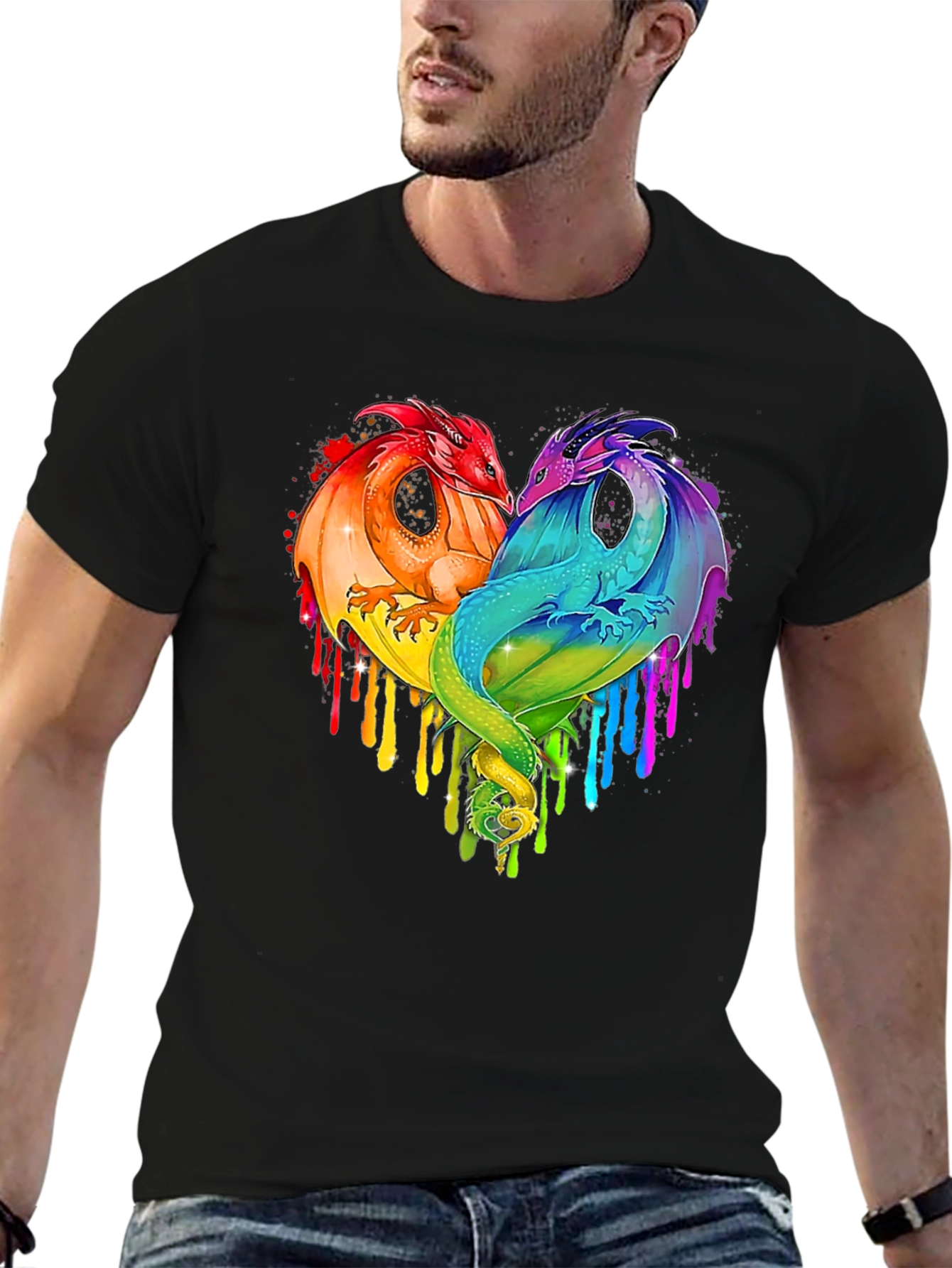 Rainbow Dragon Heart Graphic Tee