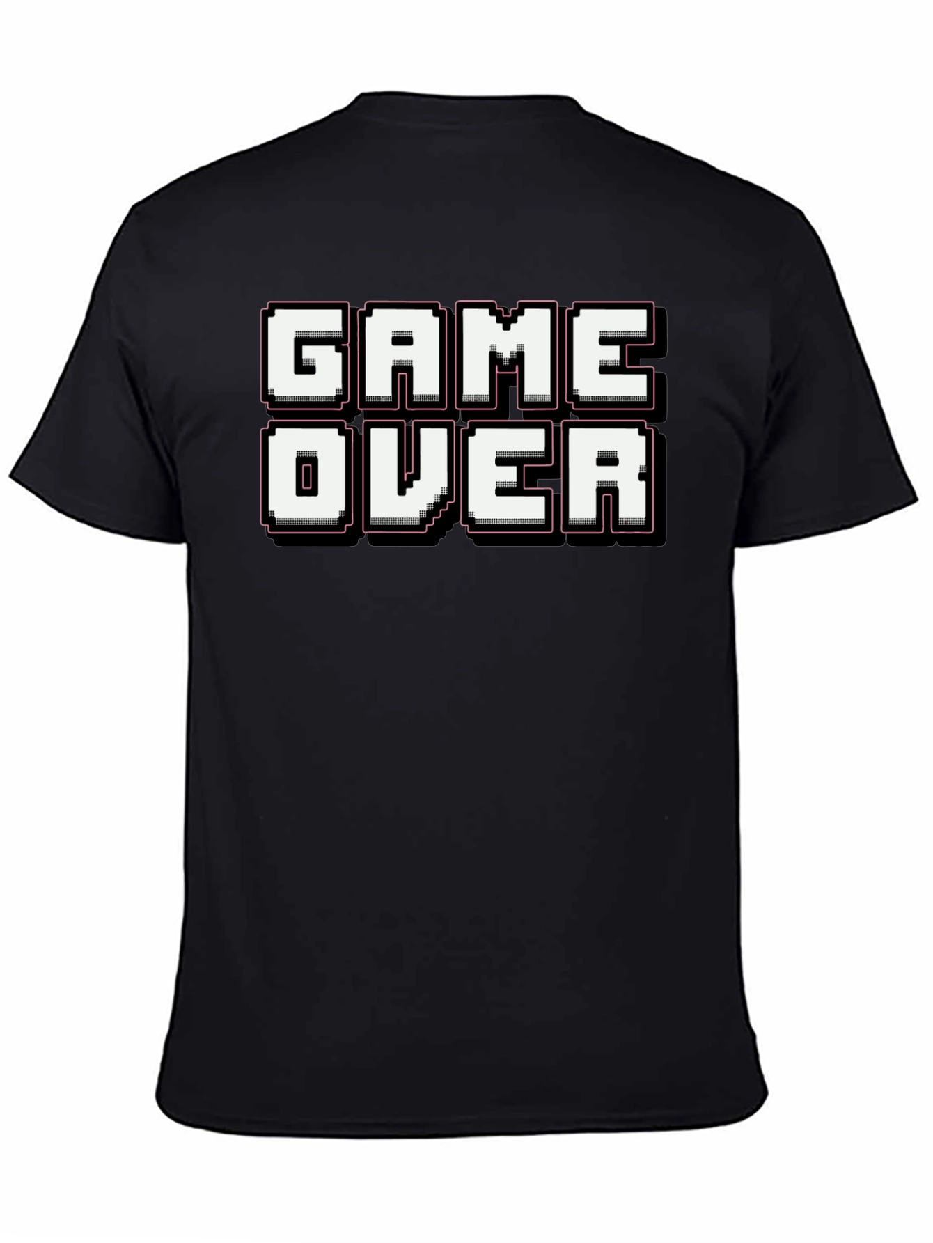 Retro Game Over Graphic Print Black T-Shirt