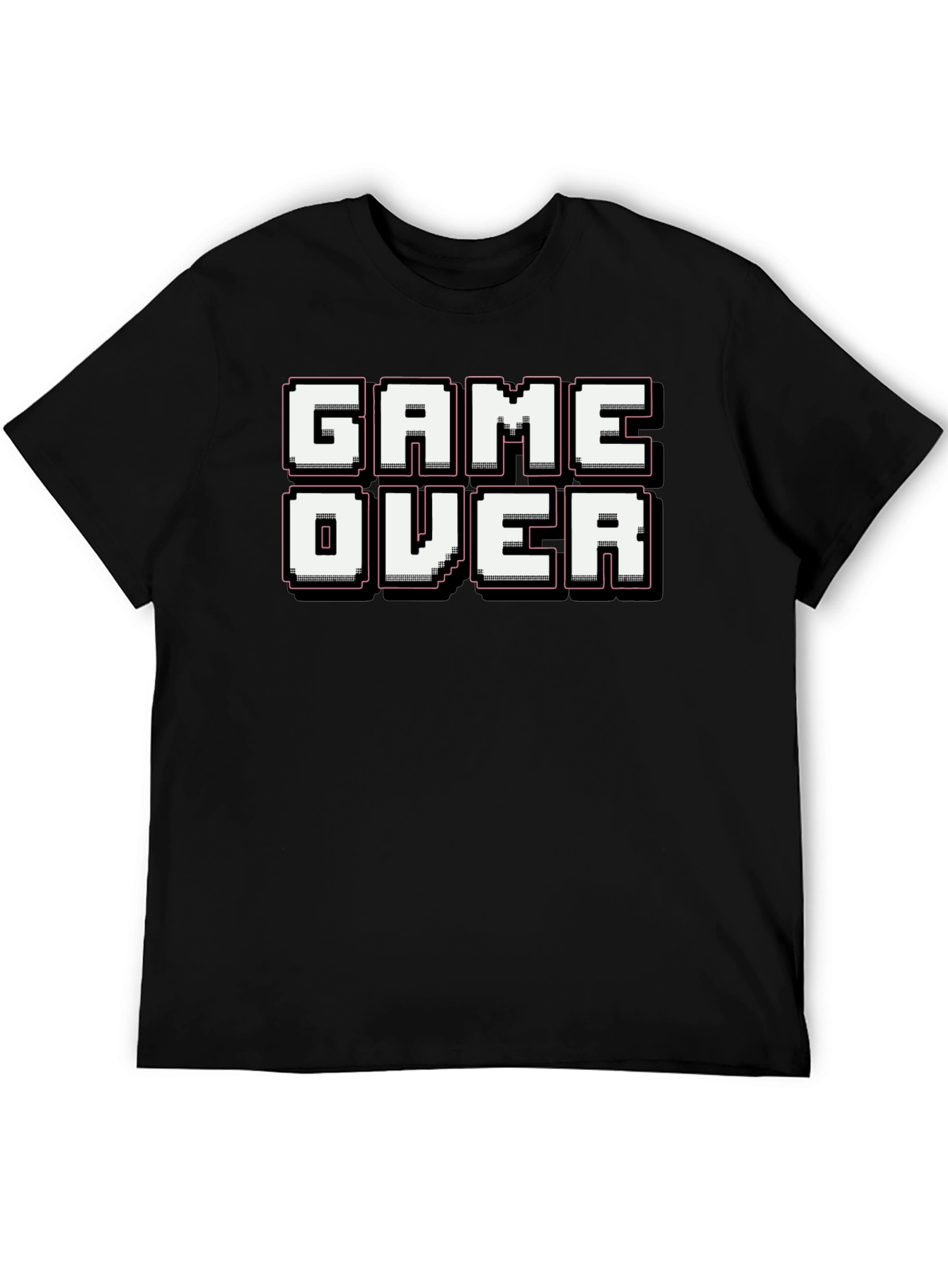 Retro Game Over Graphic Print Black T-Shirt