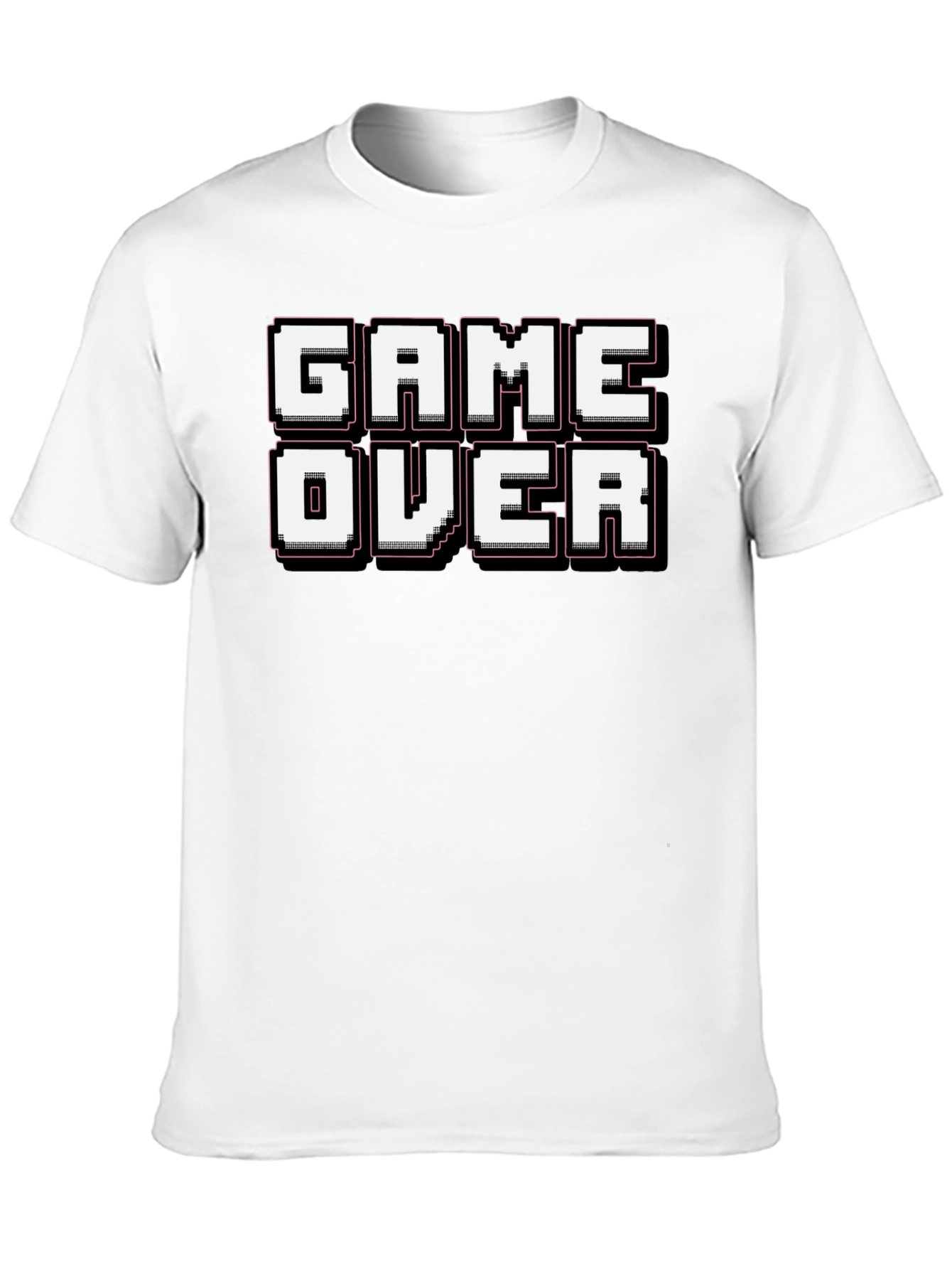 Retro Game Over Graphic Print Black T-Shirt