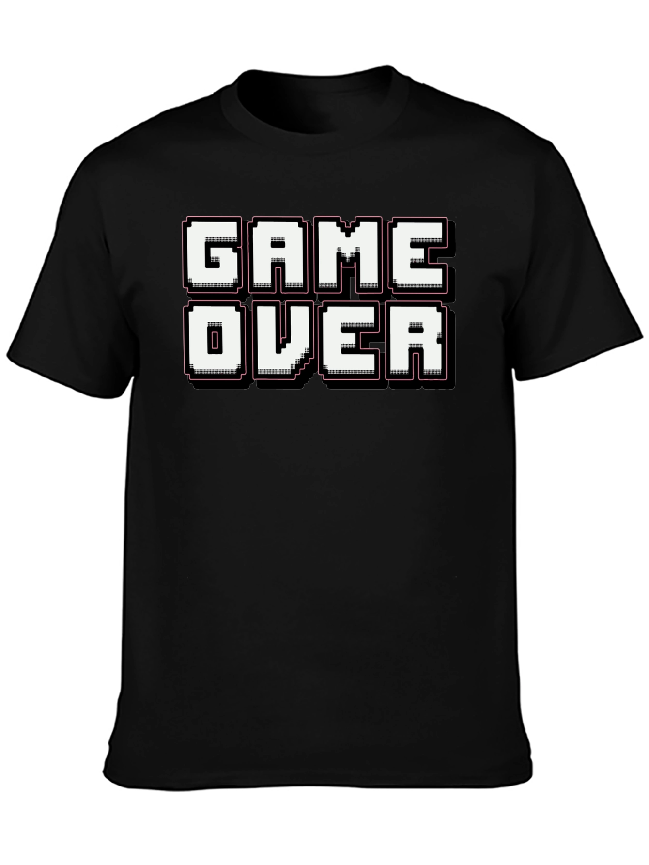 Retro Game Over Graphic Print Black T-Shirt