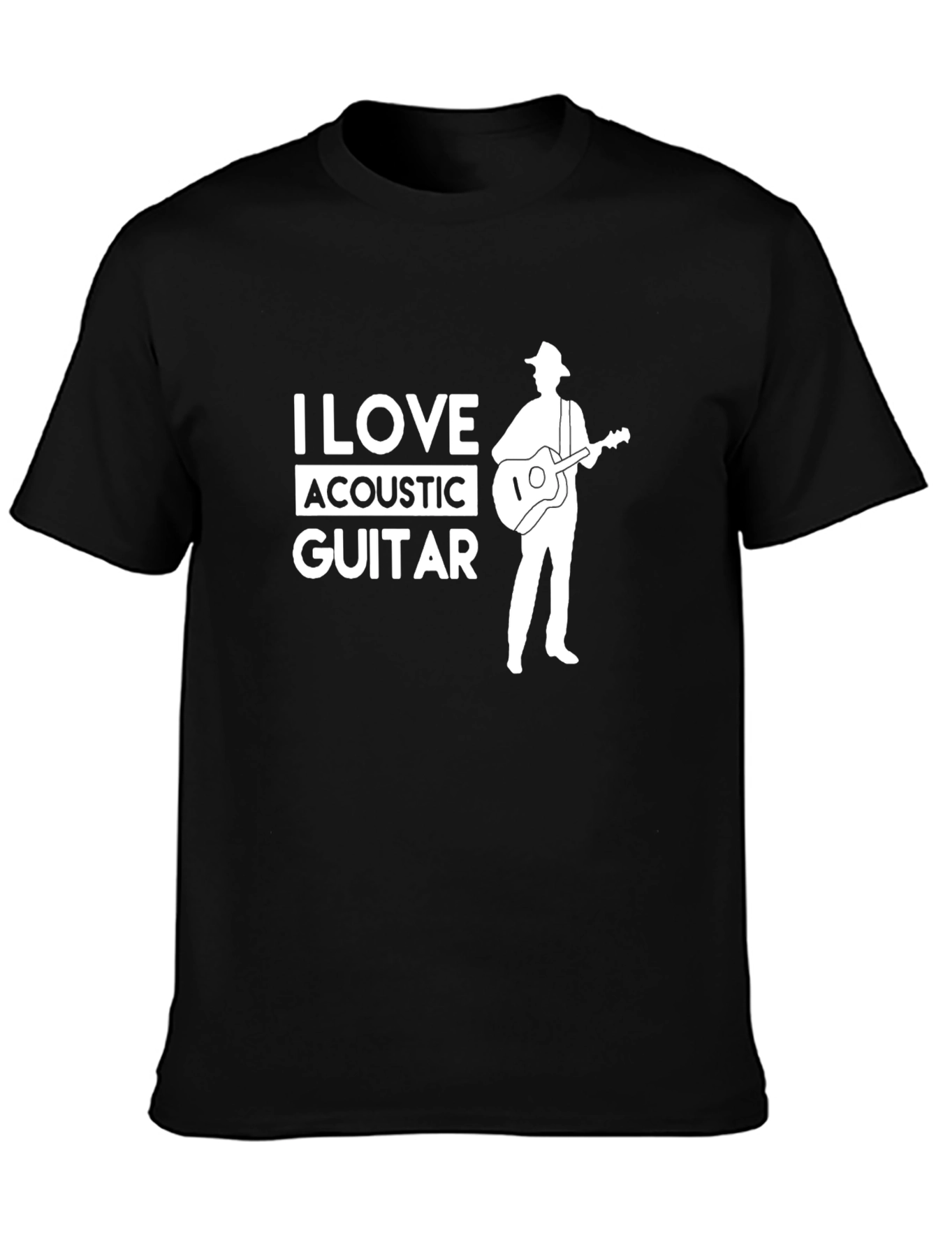 I Love Acoustic Guitar Black Tee Shirt