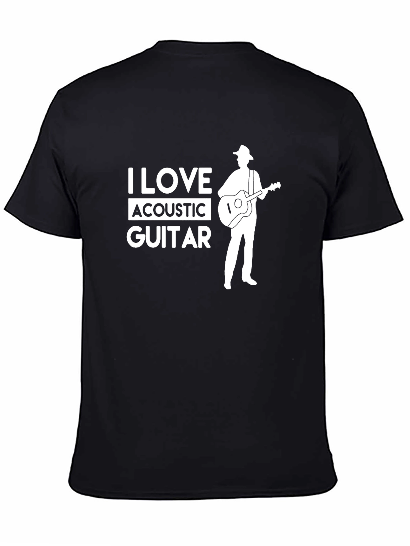 I Love Acoustic Guitar Black Tee Shirt