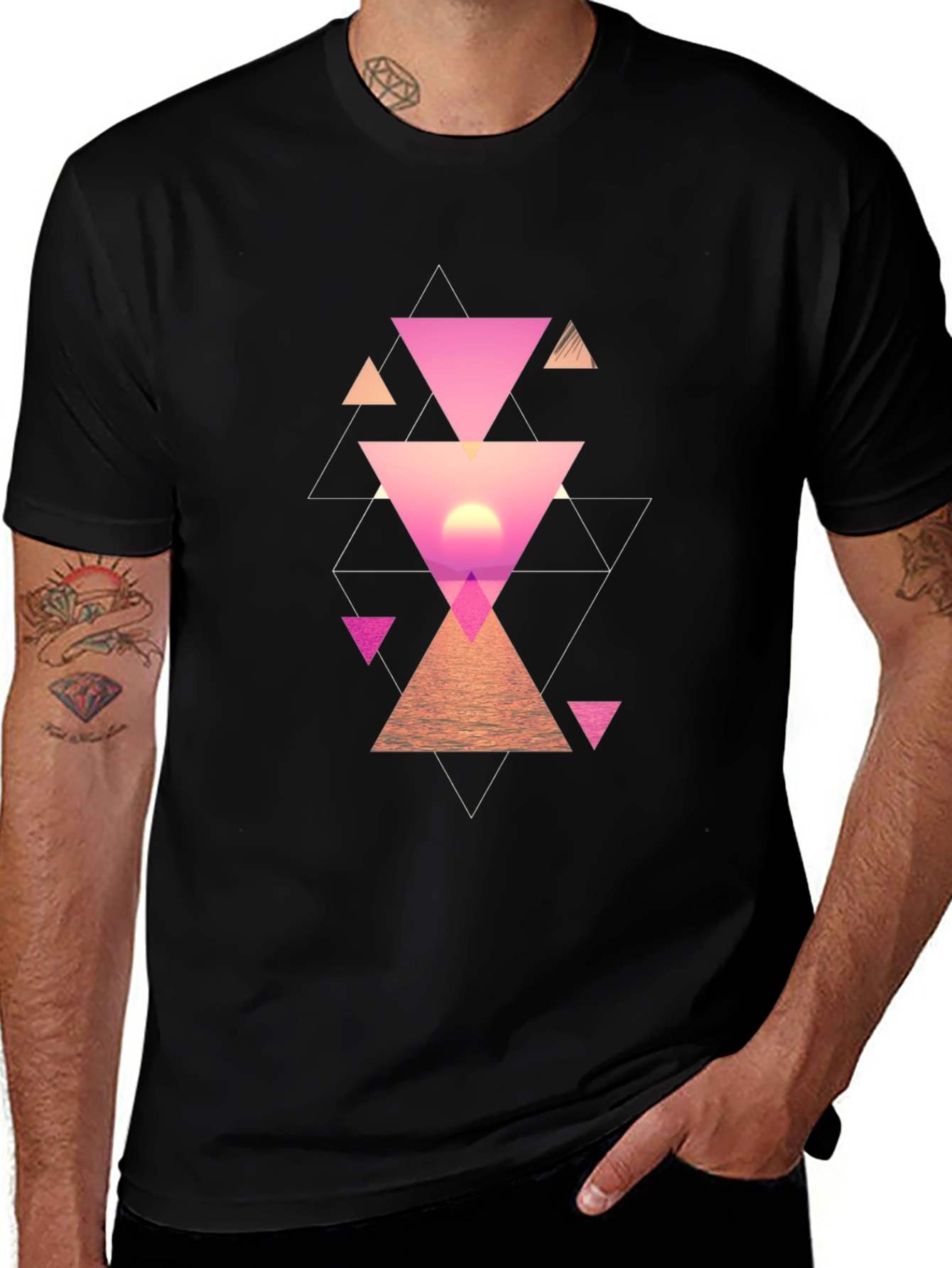 Geometric Sunset Mens Graphic Tee