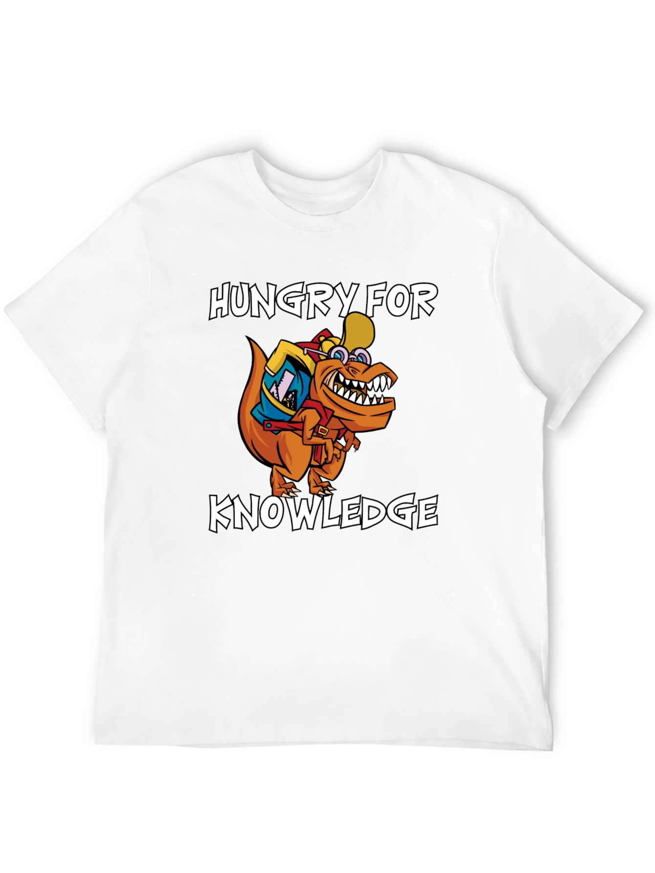 Hungry for Knowledge T-Shirt - Orange Dinosaur