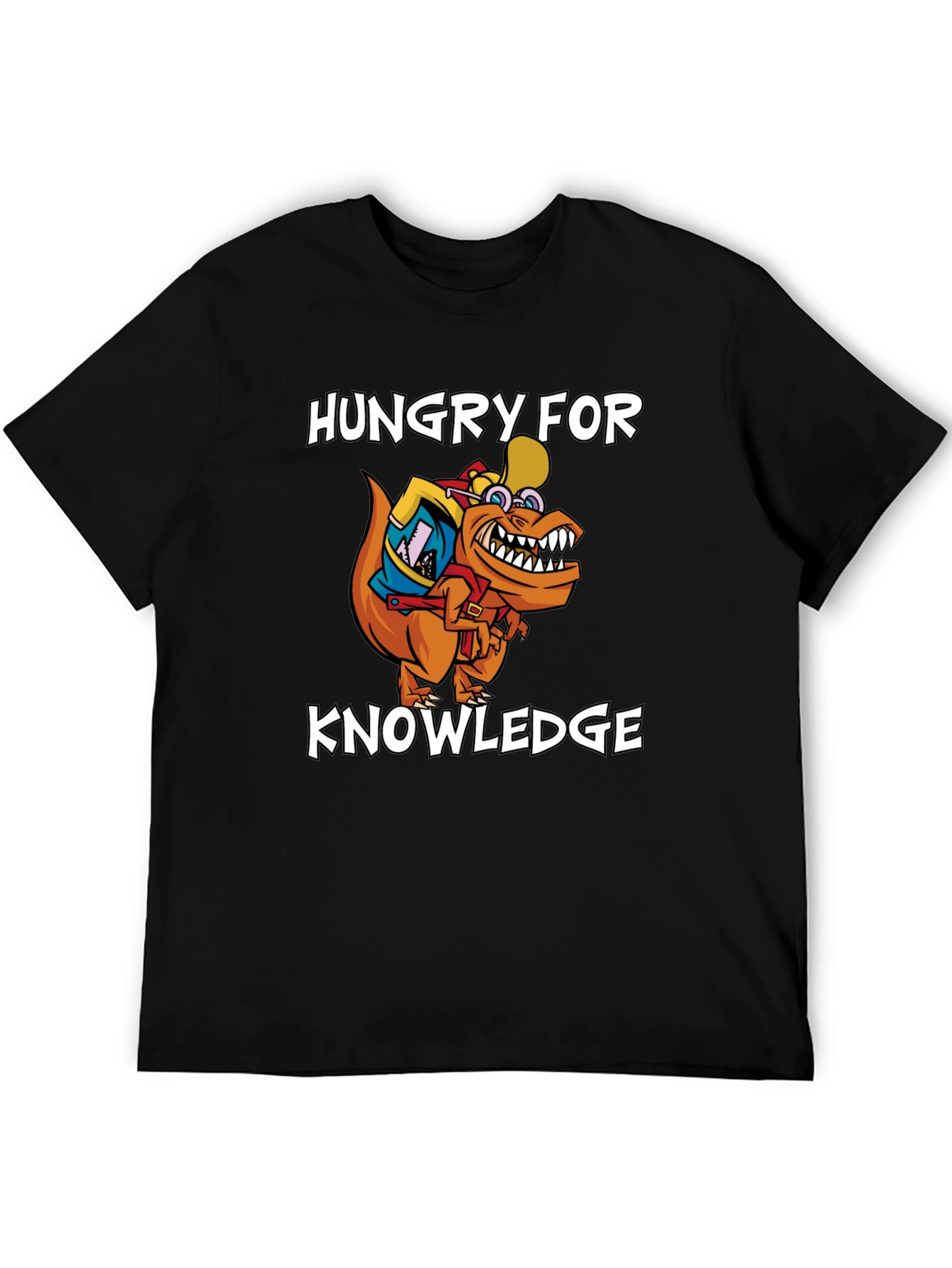 Hungry for Knowledge T-Shirt - Orange Dinosaur