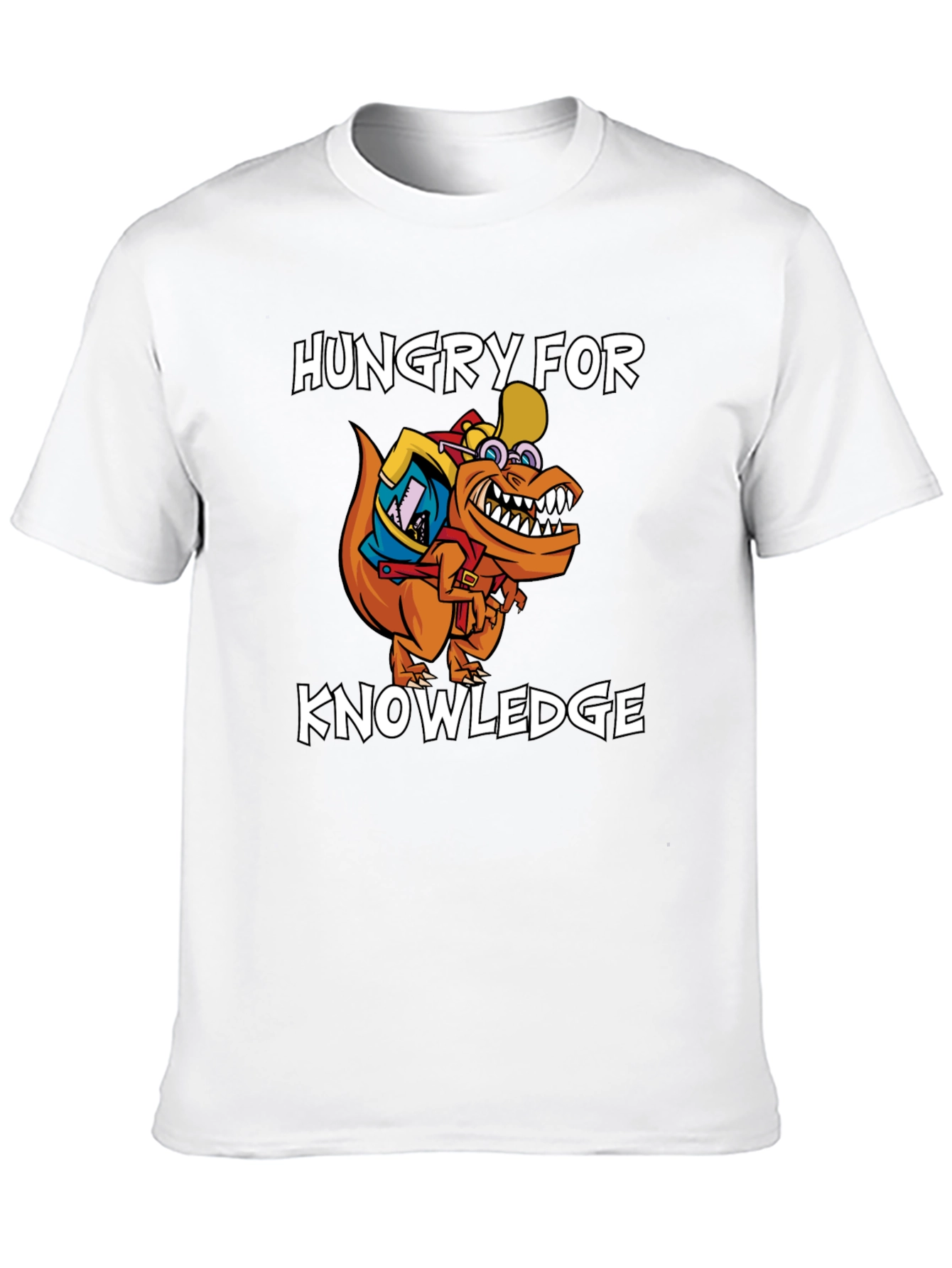 Hungry for Knowledge T-Shirt - Orange Dinosaur