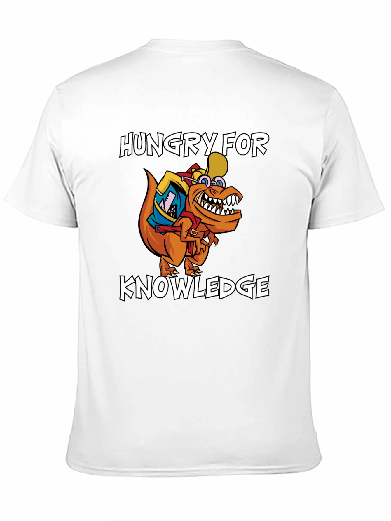 Hungry for Knowledge T-Shirt - Orange Dinosaur