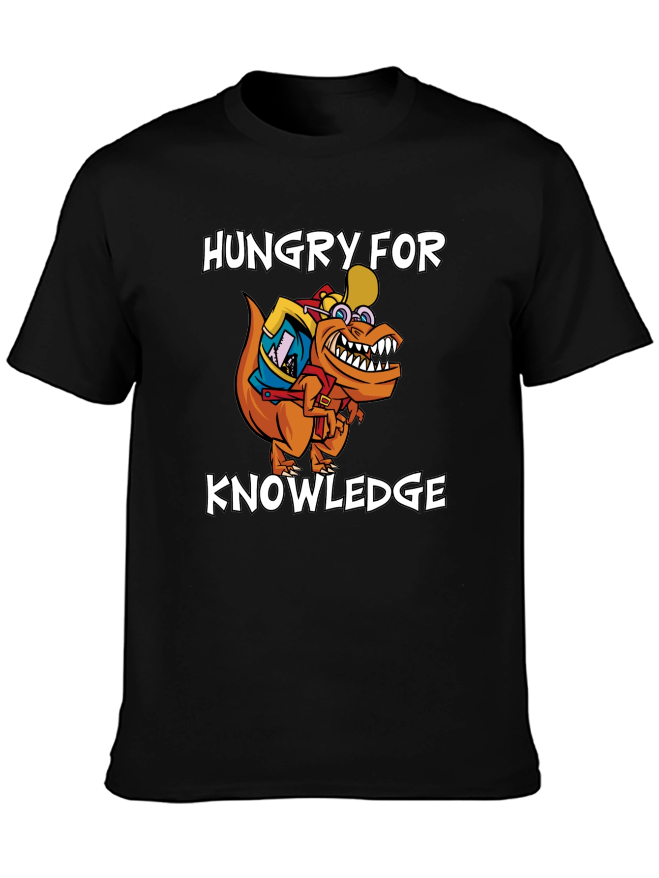 Hungry for Knowledge T-Shirt - Orange Dinosaur
