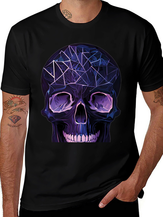 Geometric Skull Graphic T-Shirt - Edgy Fashion