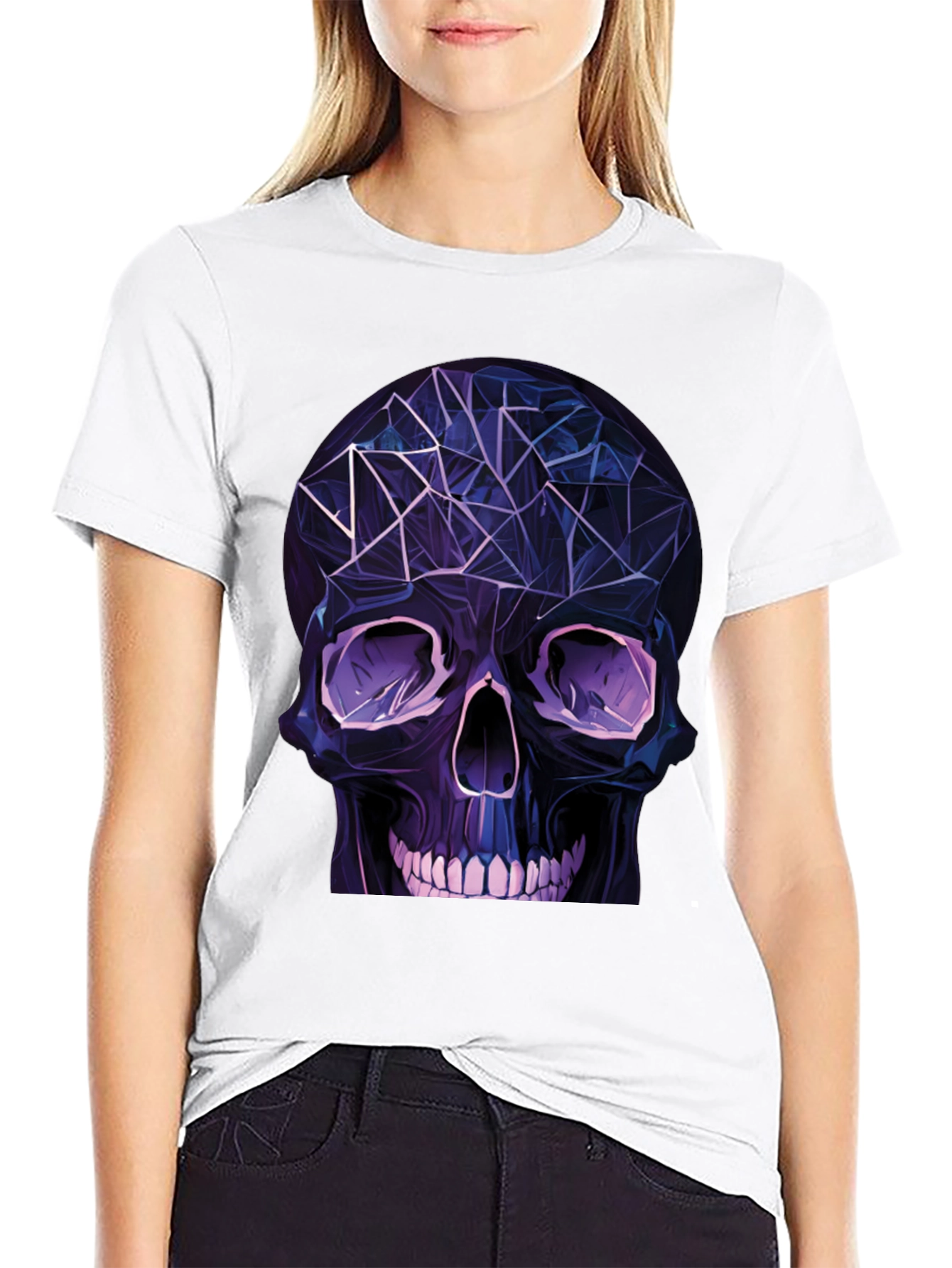 Geometric Skull Graphic T-Shirt - Edgy Fashion