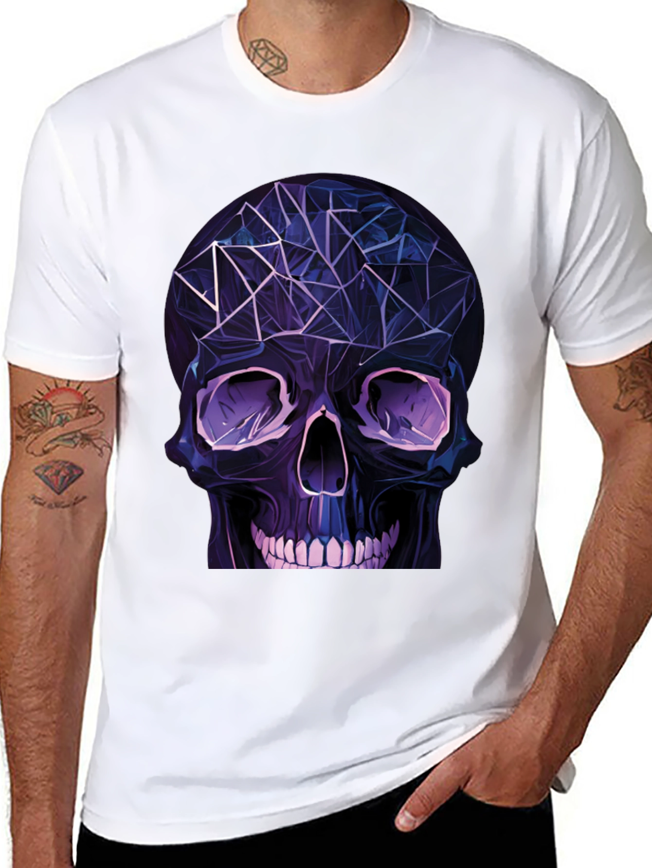 Geometric Skull Graphic T-Shirt - Edgy Fashion