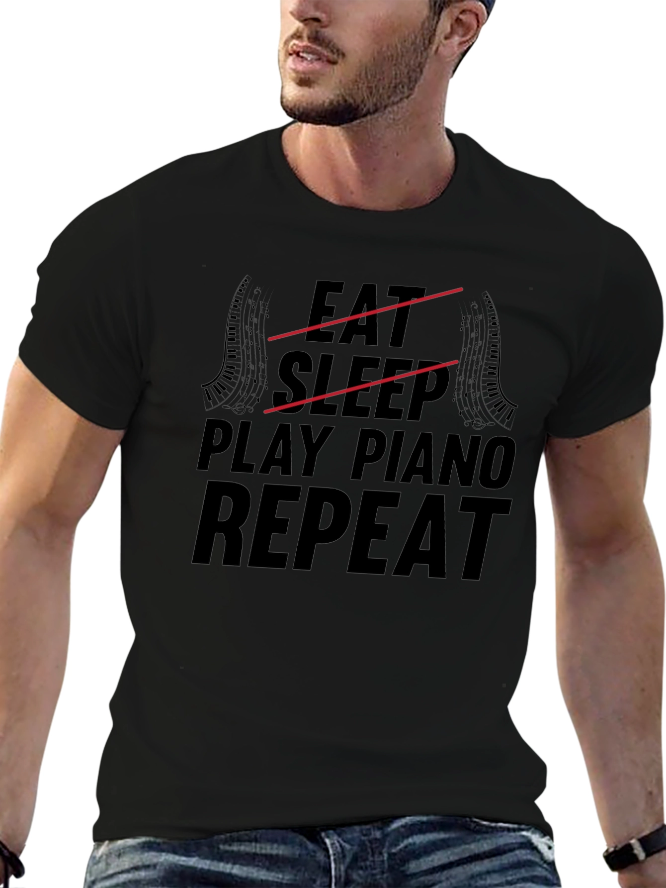 Eat Sleep Play Piano Repeat Graphic Tee