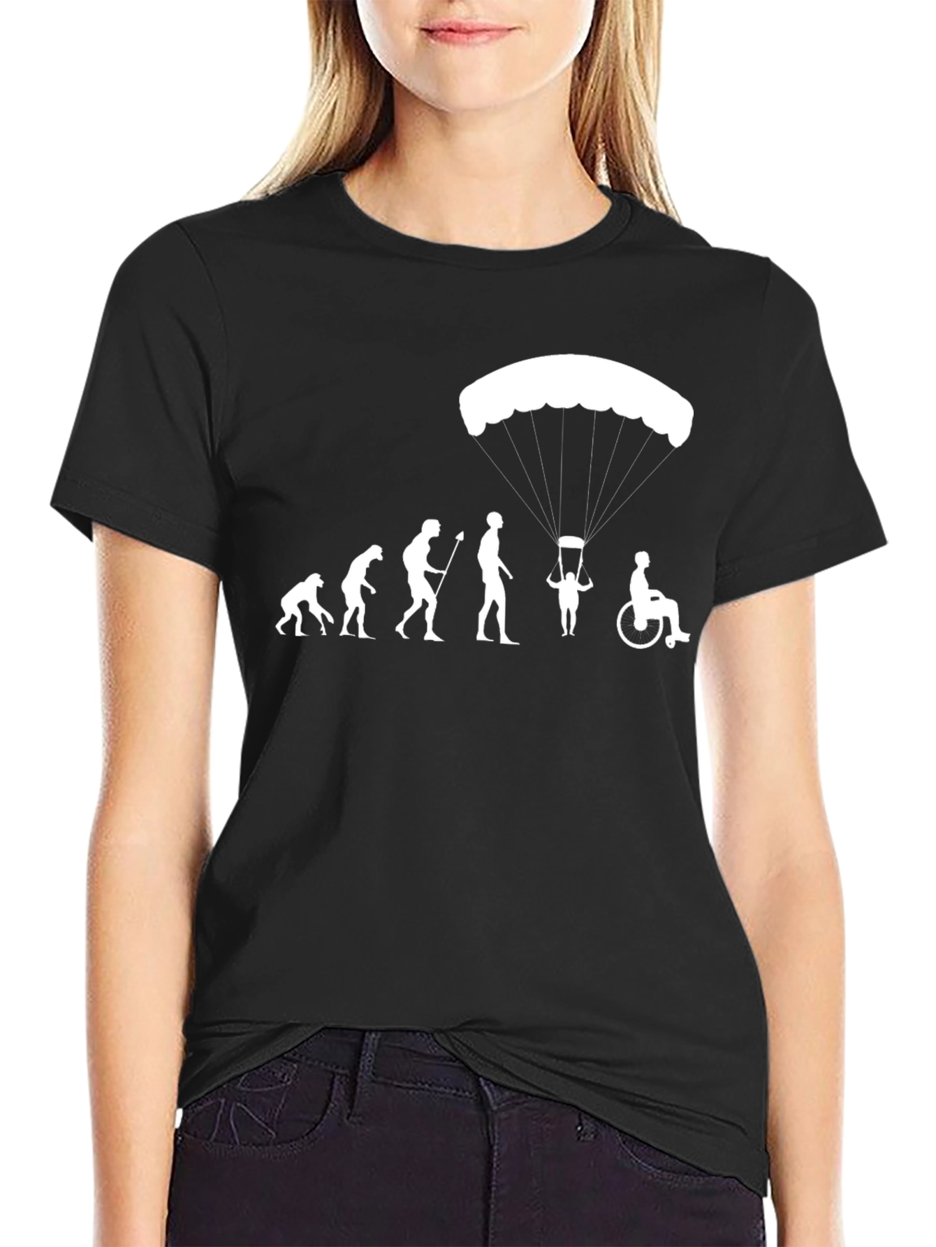 Evolution Parachute Humor T-Shirt