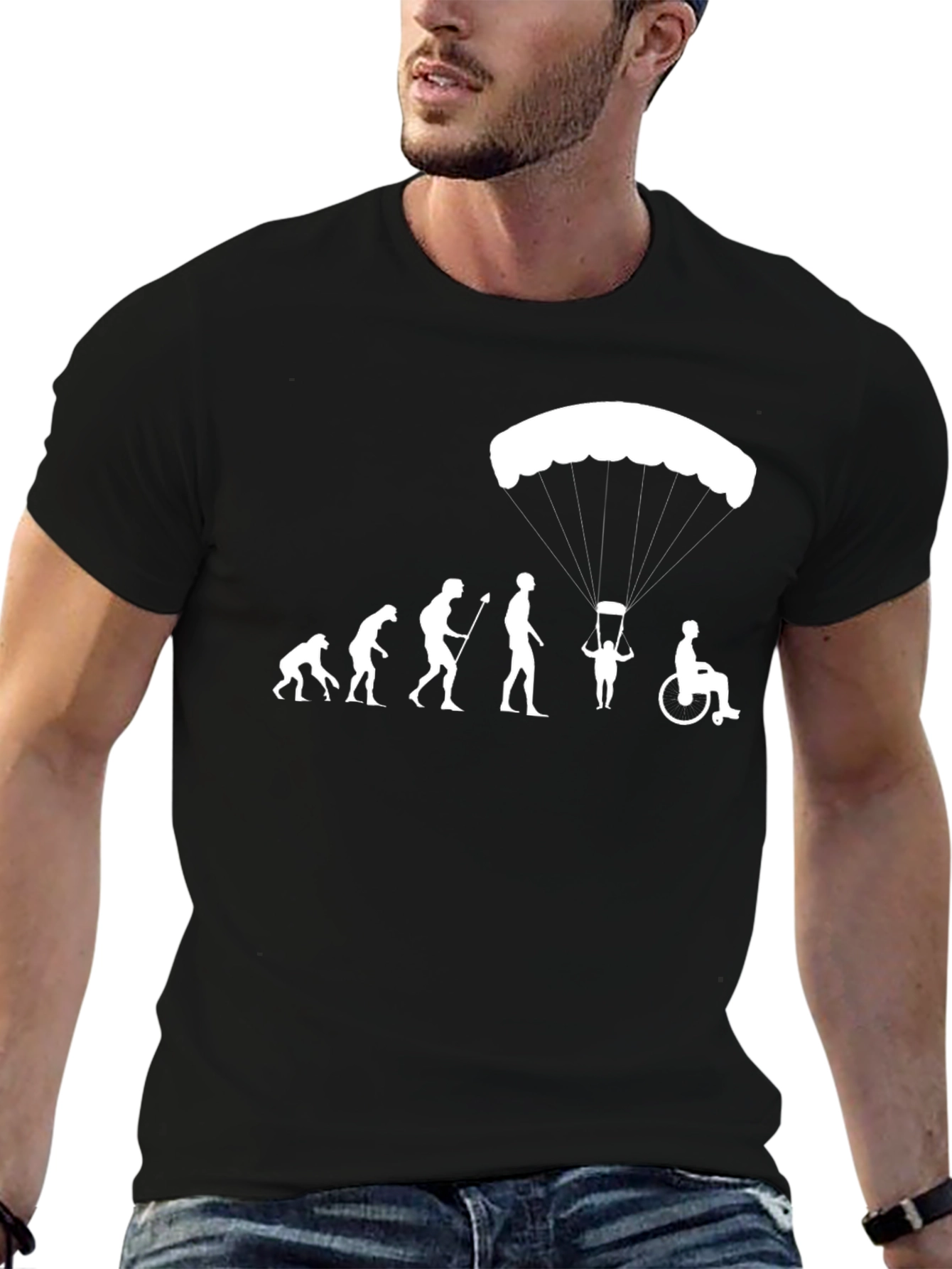 Evolution Parachute Humor T-Shirt