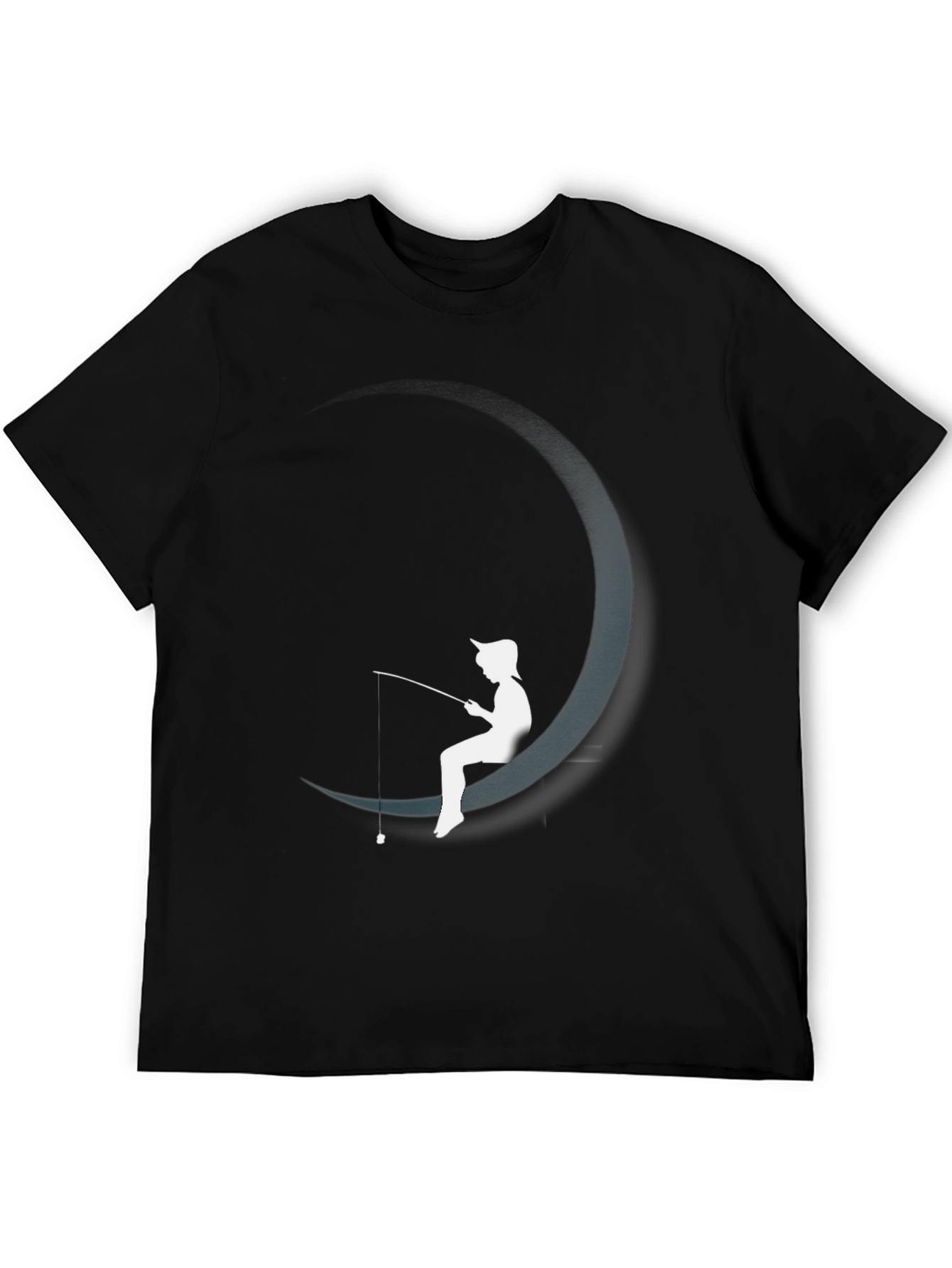 Moon Fishing Graphic Tee - Stylish Black T-Shirt
