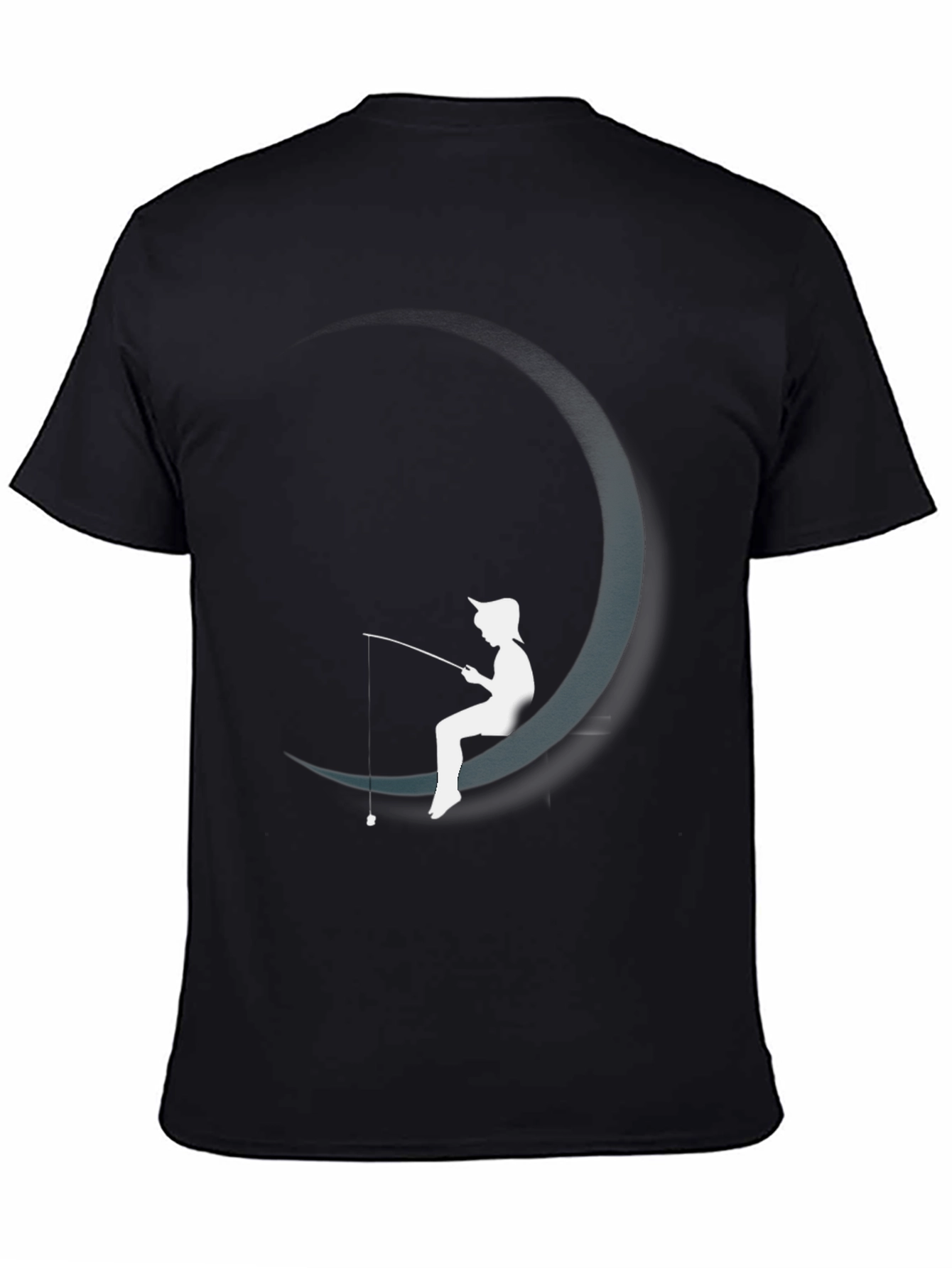 Moon Fishing Graphic Tee - Stylish Black T-Shirt