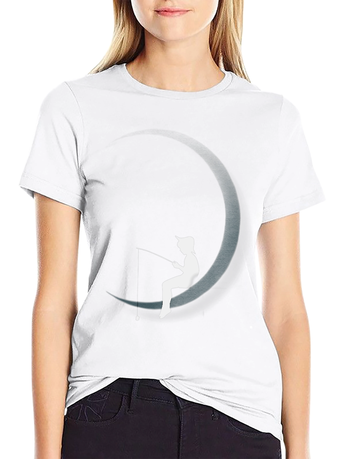 Moon Fishing Graphic Tee - Stylish Black T-Shirt