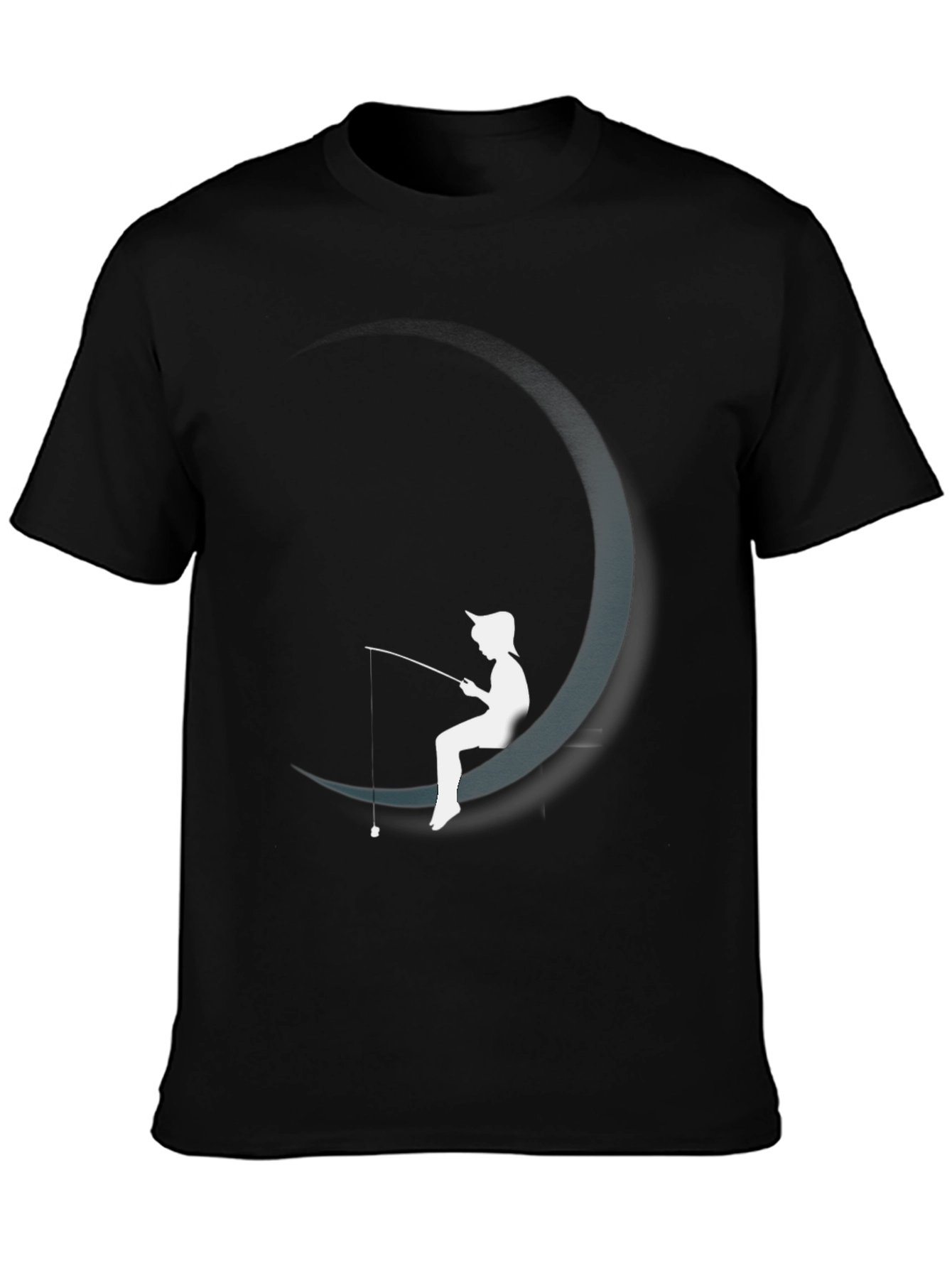 Moon Fishing Graphic Tee - Stylish Black T-Shirt