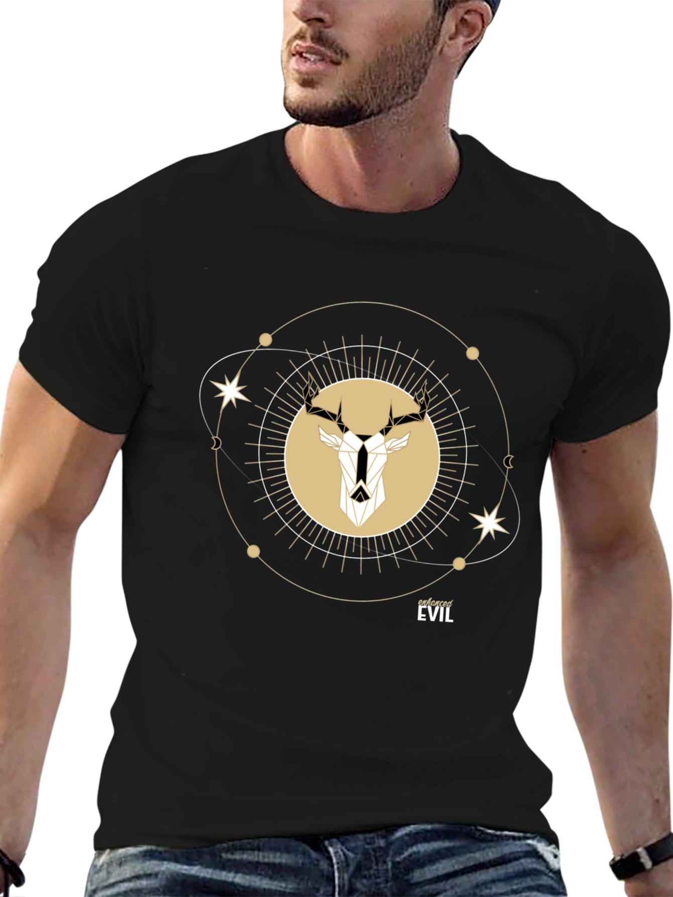 Geometric Deer Graphic T-Shirt - Modern Style