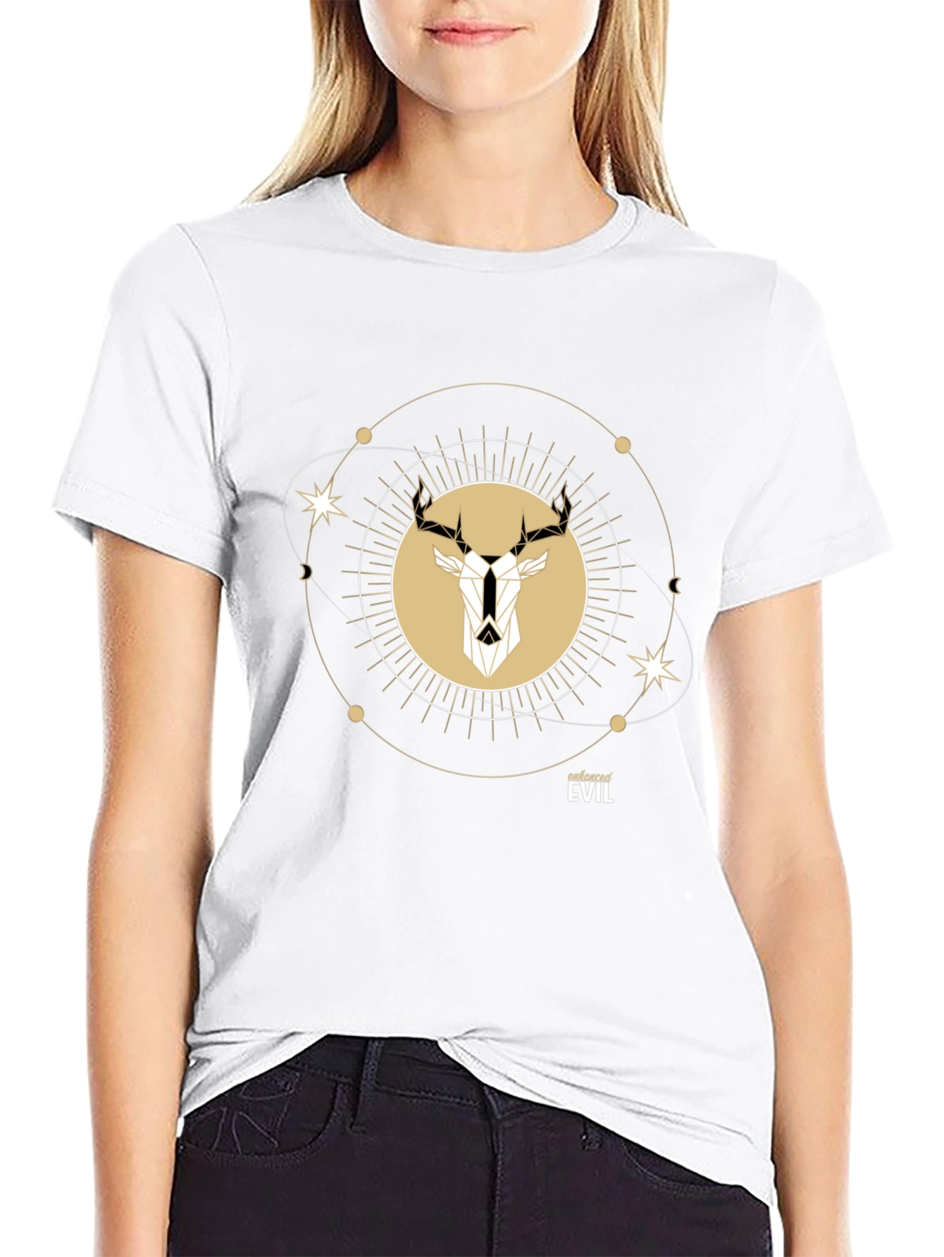 Geometric Deer Graphic T-Shirt - Modern Style