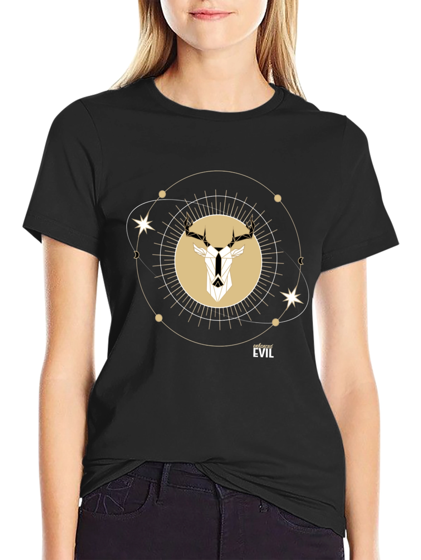 Geometric Deer Graphic T-Shirt - Modern Style