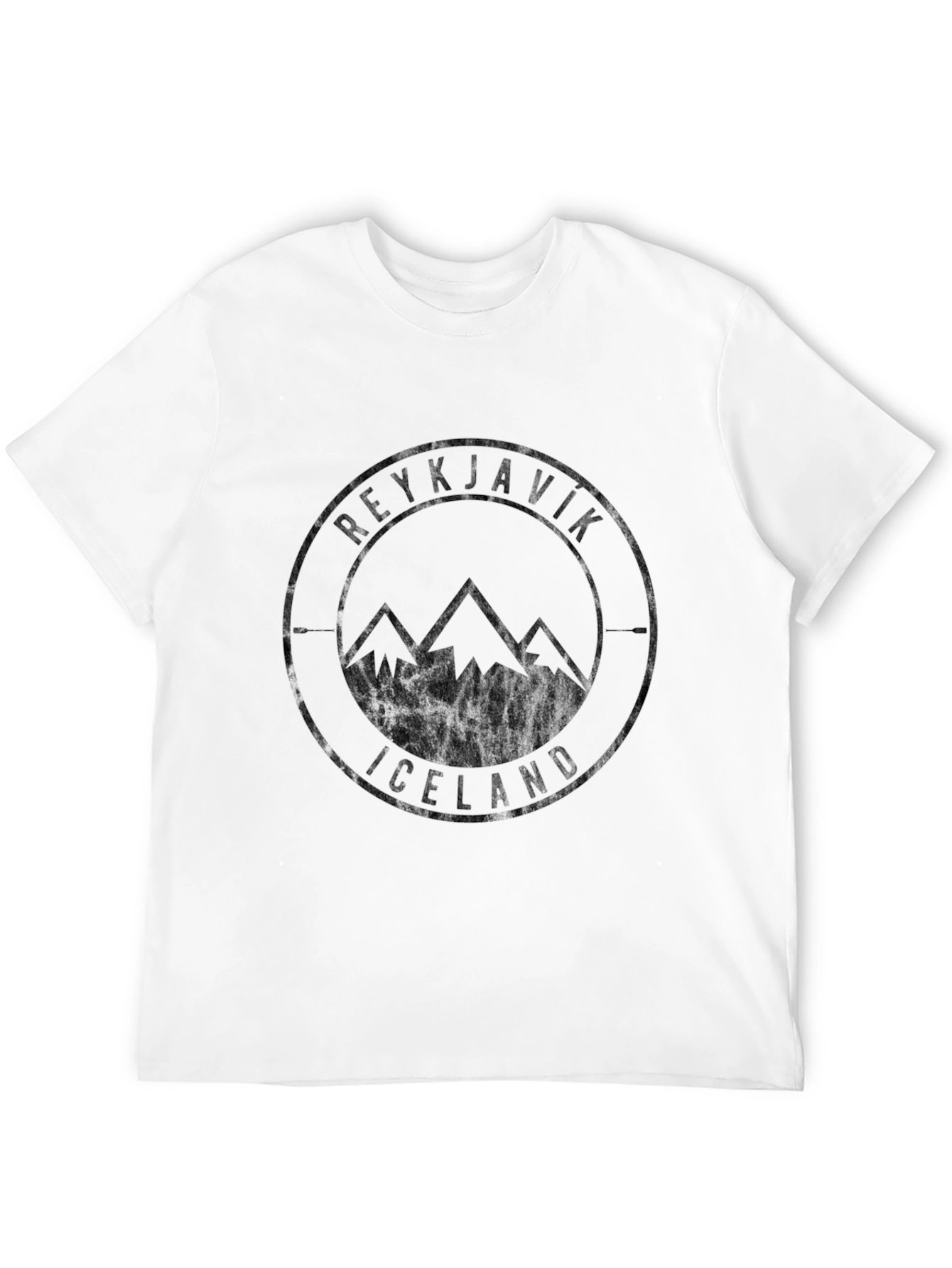 Reykjavik Iceland Mountain Graphic Tee - Black