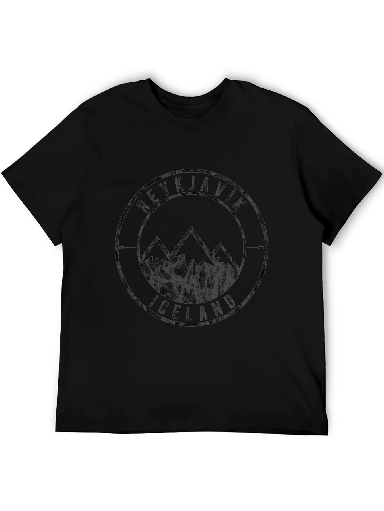 Reykjavik Iceland Mountain Graphic Tee - Black