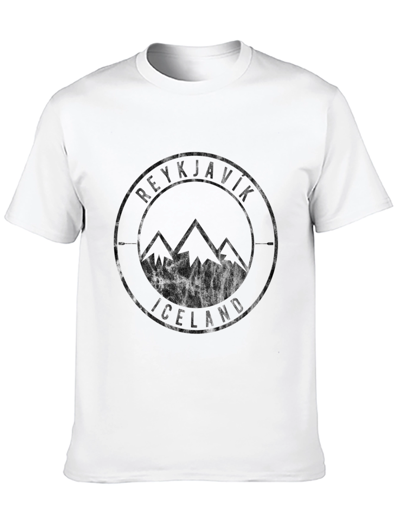 Reykjavik Iceland Mountain Graphic Tee - Black