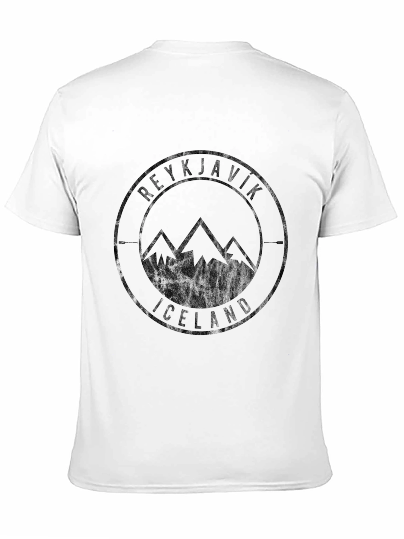 Reykjavik Iceland Mountain Graphic Tee - Black