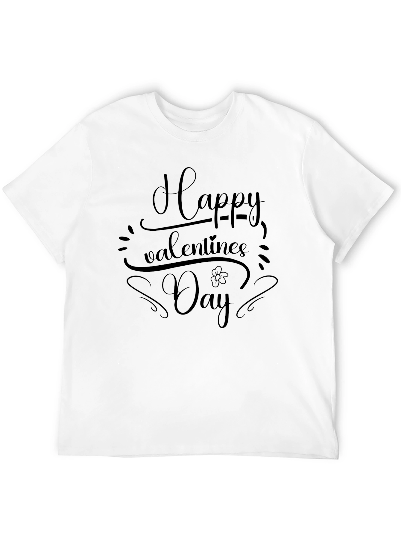 Happy Valentines Day Black Graphic T-Shirt