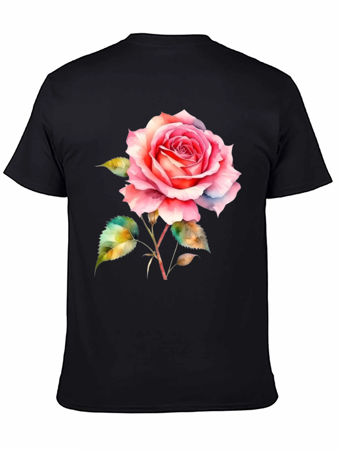 Elegant Rose Graphic Tee - Classic Black T-Shirt