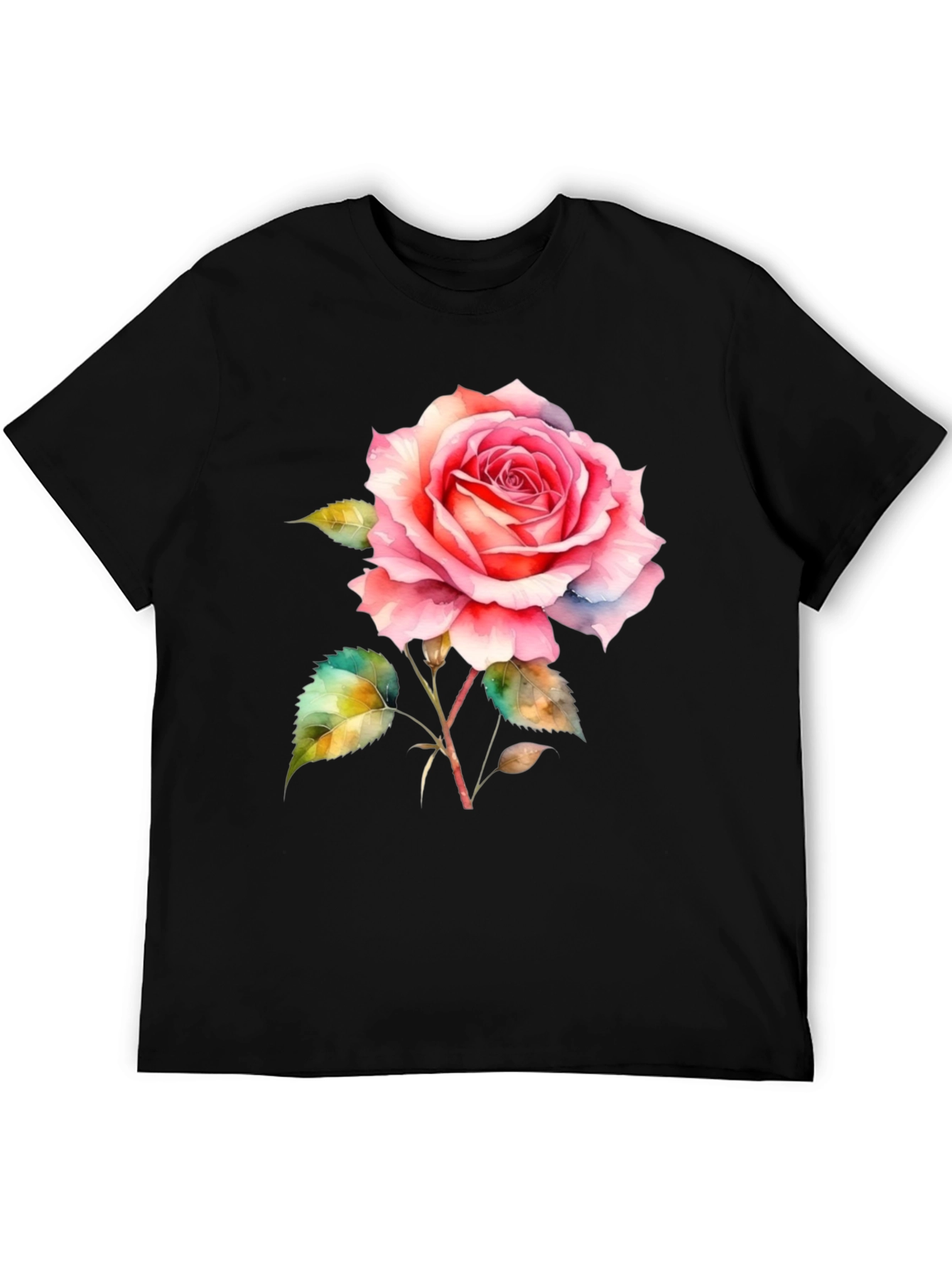 Elegant Rose Graphic Tee - Classic Black T-Shirt