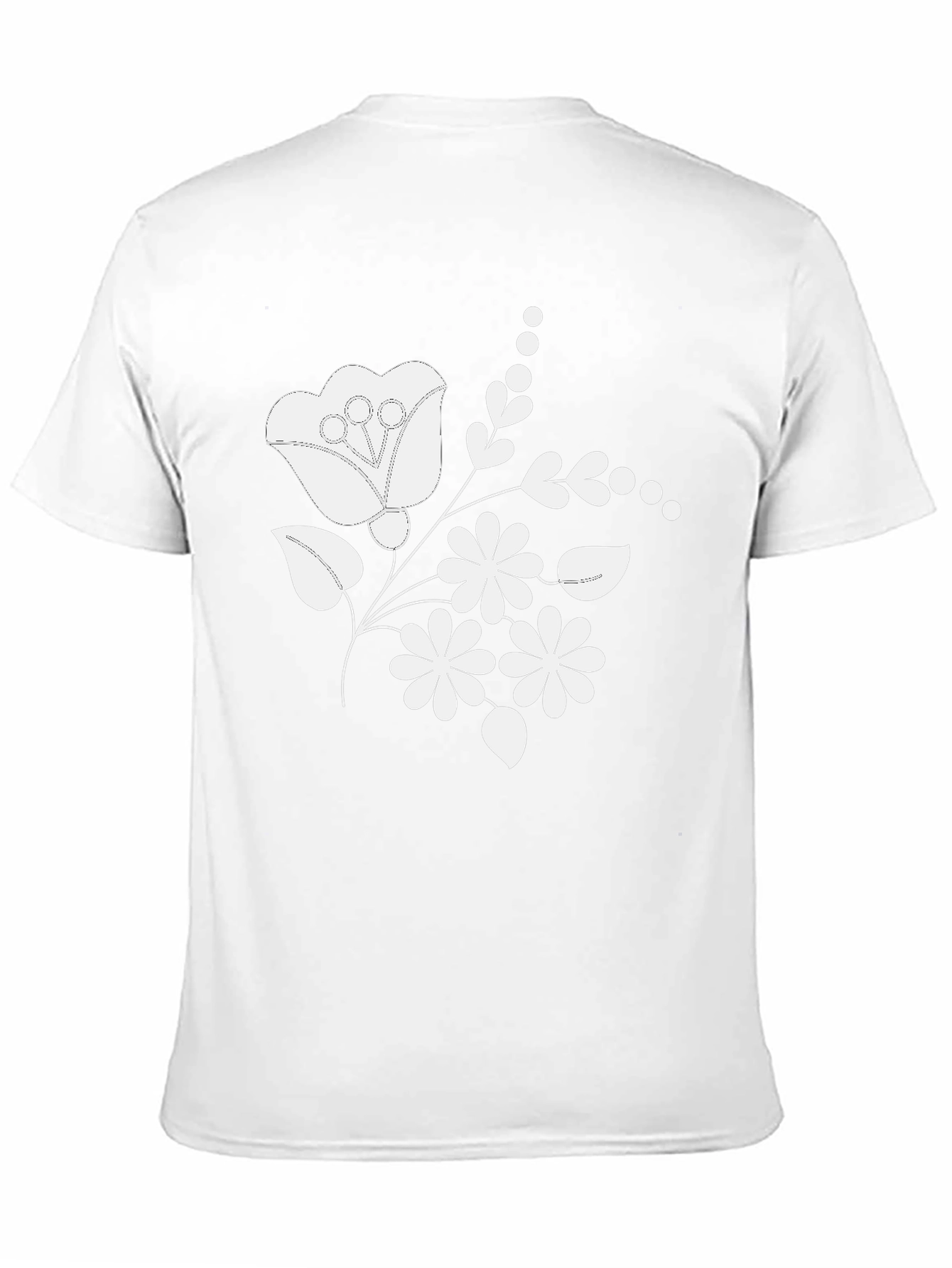 Floral Embroidered Mens T-Shirt - Classic Black Tee