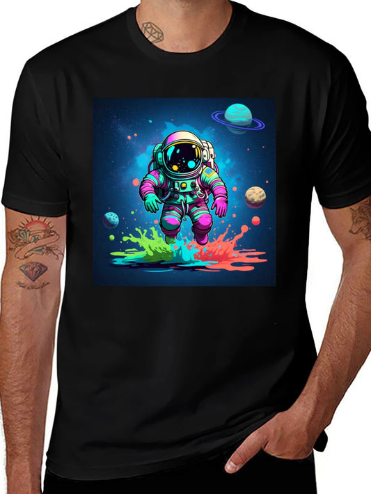 Astronaut in Space Black T-Shirt