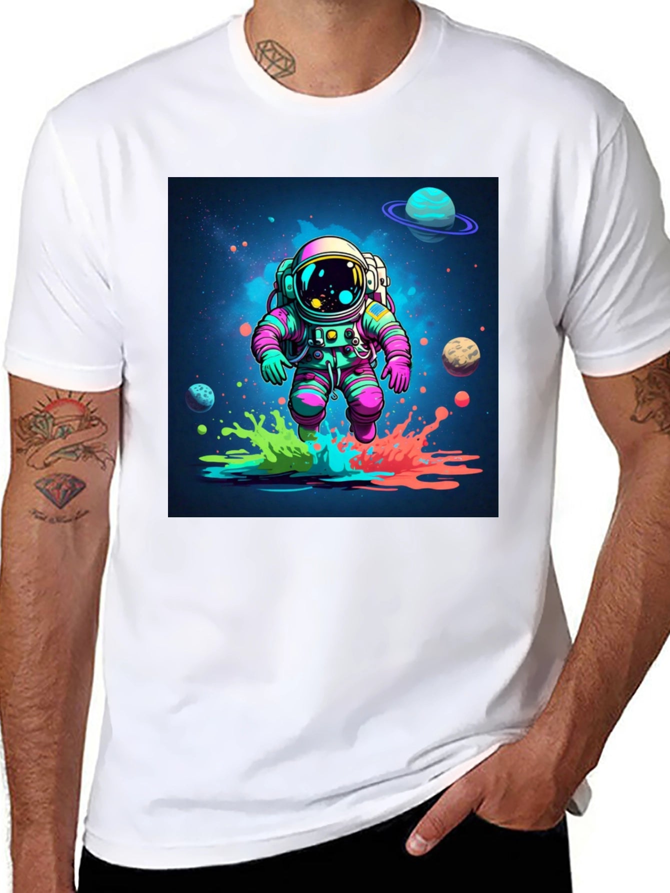 Astronaut in Space Black T-Shirt