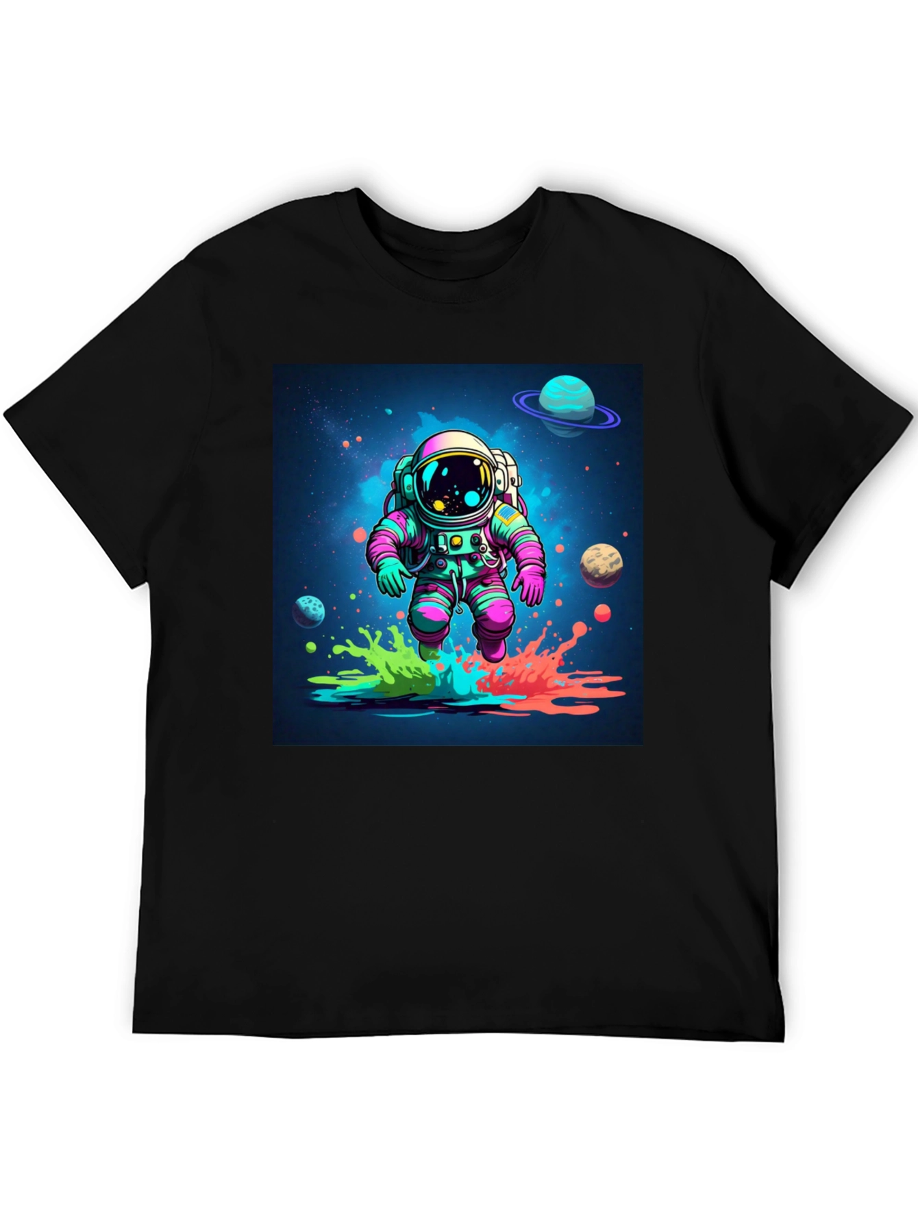 Astronaut in Space Black T-Shirt